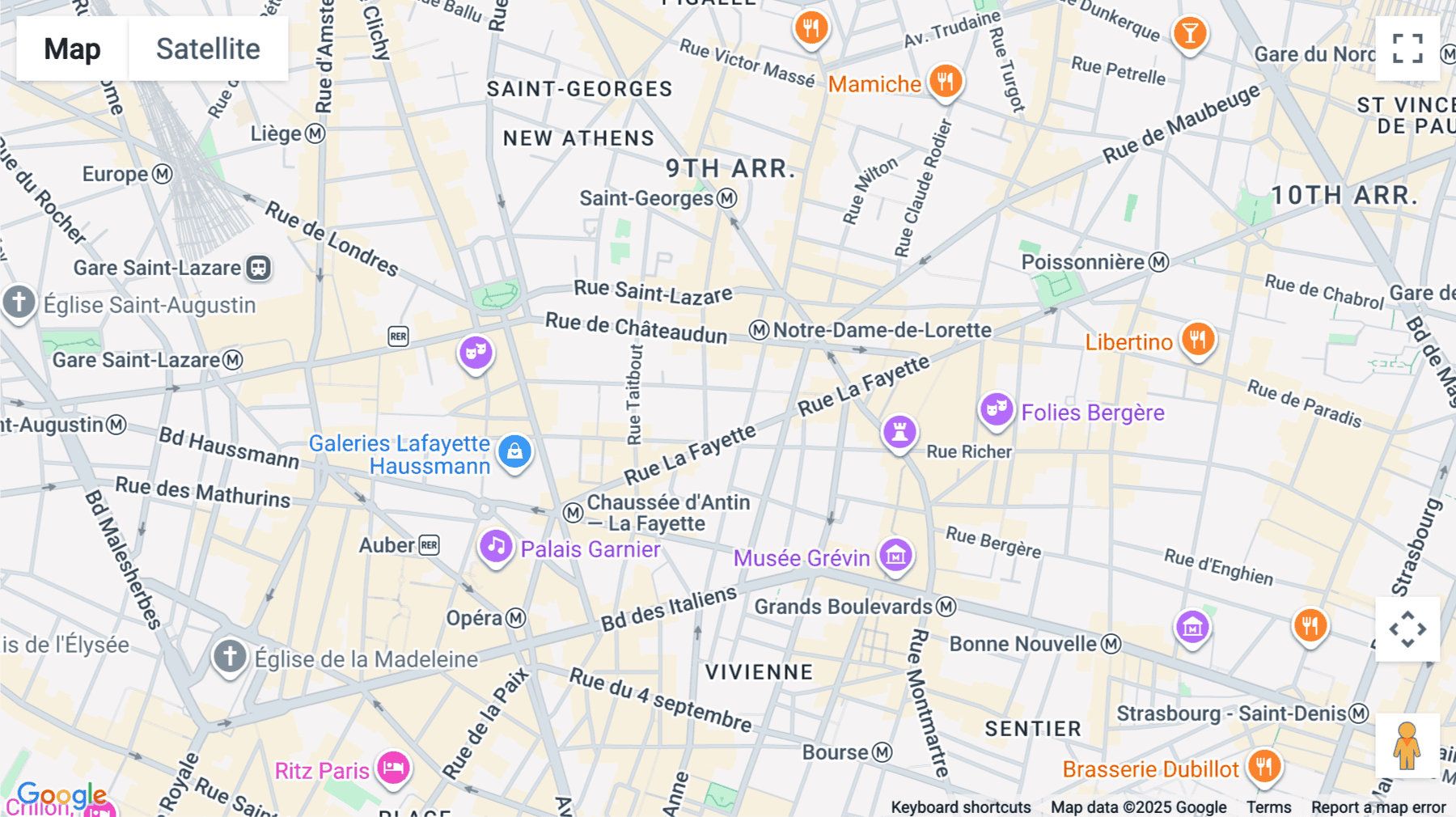 Click for interative map of 33 Rue la Fayette, Paris