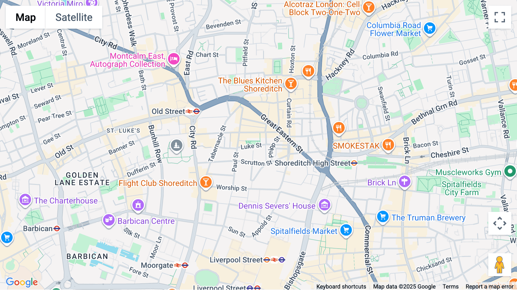 Click for interative map of 25 Luke Street, London