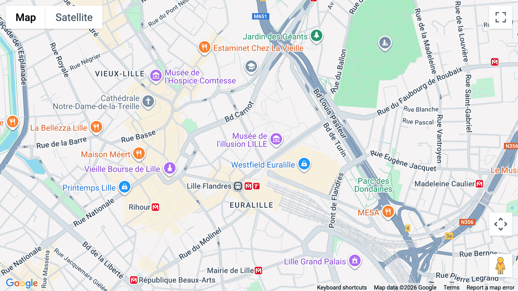 Click for interative map of 12 place Saint Hubert, Lille
