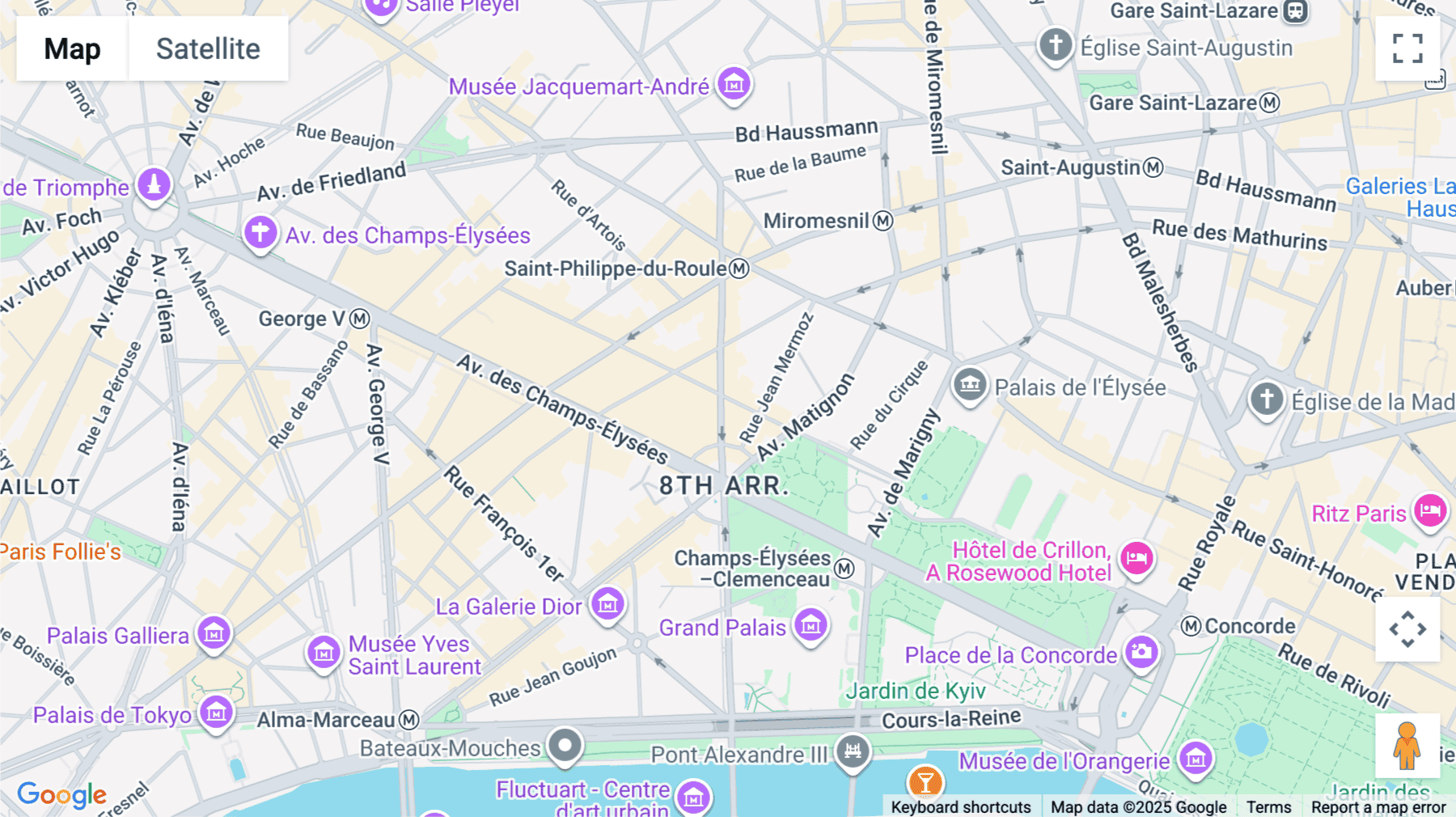 Click for interative map of Paris Rond-Point Des Champs Elysées, 6 avenue Franklin D. Roosevelt, Paris