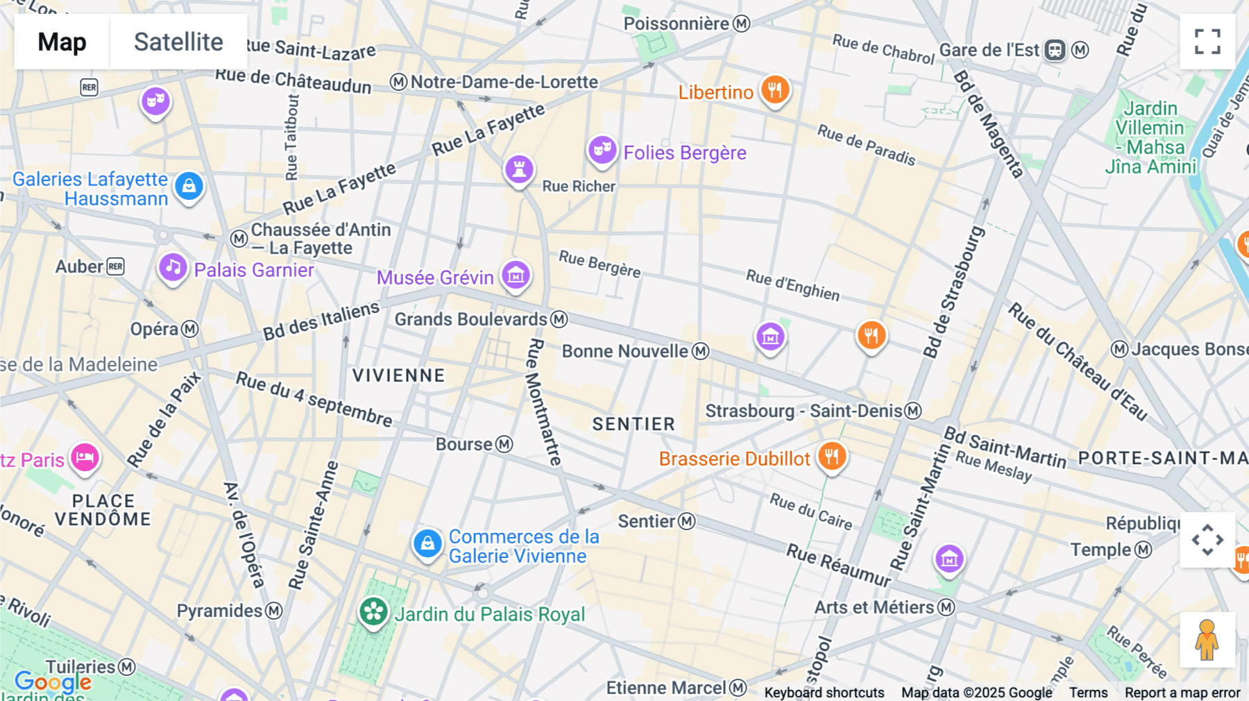 Click for interative map of 17-21 rue Saint Fiacre, Bonne Nouvelle, Paris
