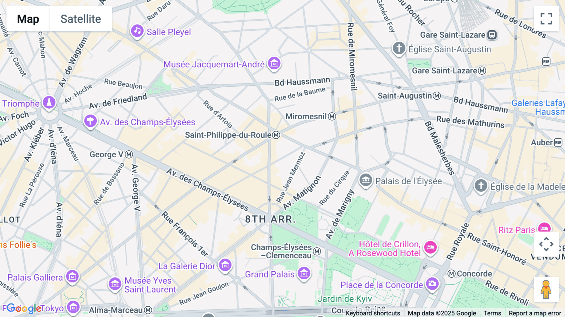 Click for interative map of Colisée, 40 Rue du Colisée, Paris