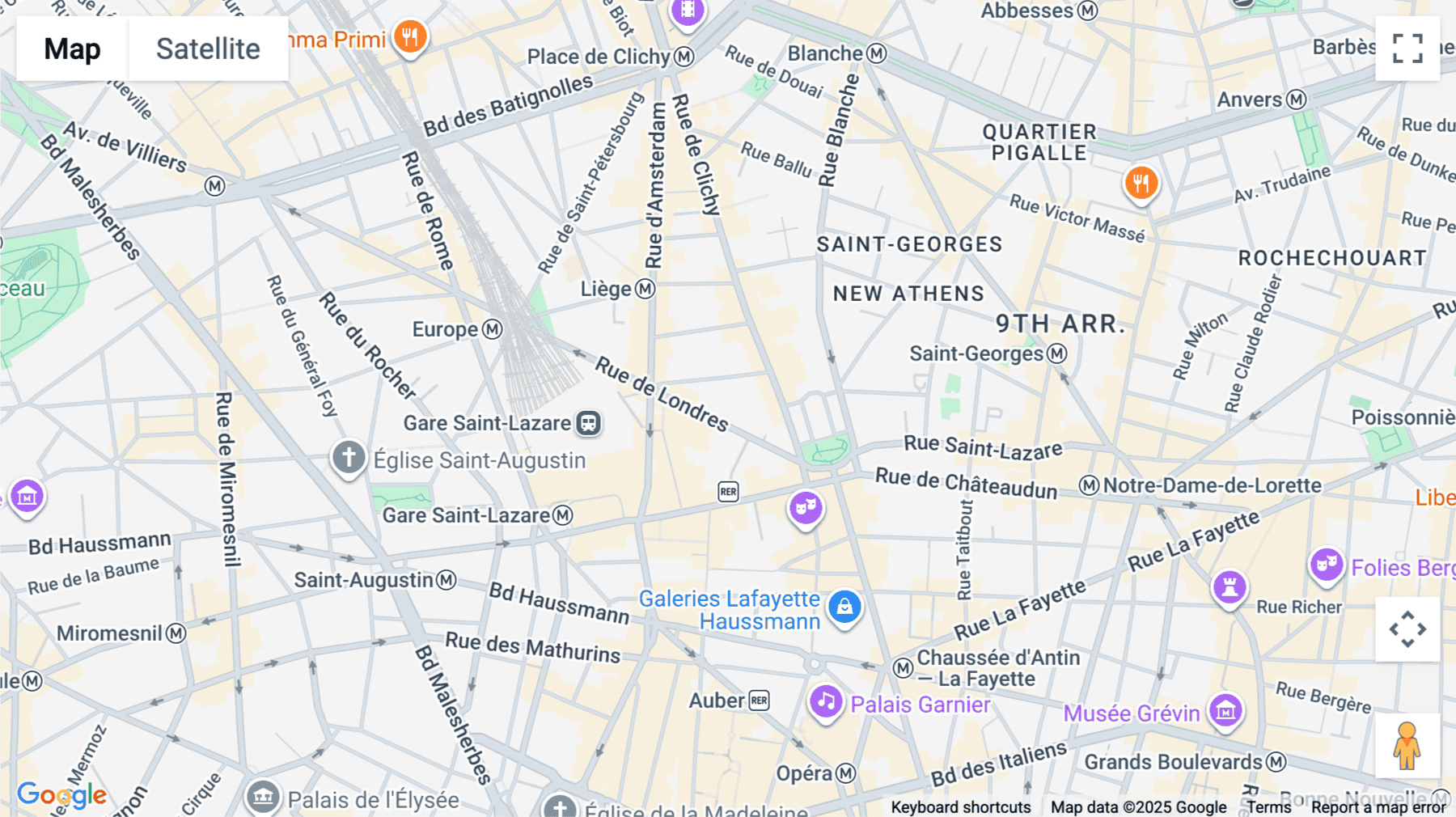 Click for interative map of 16-18, Rue de Londres, Gare Saint Lazare, Paris