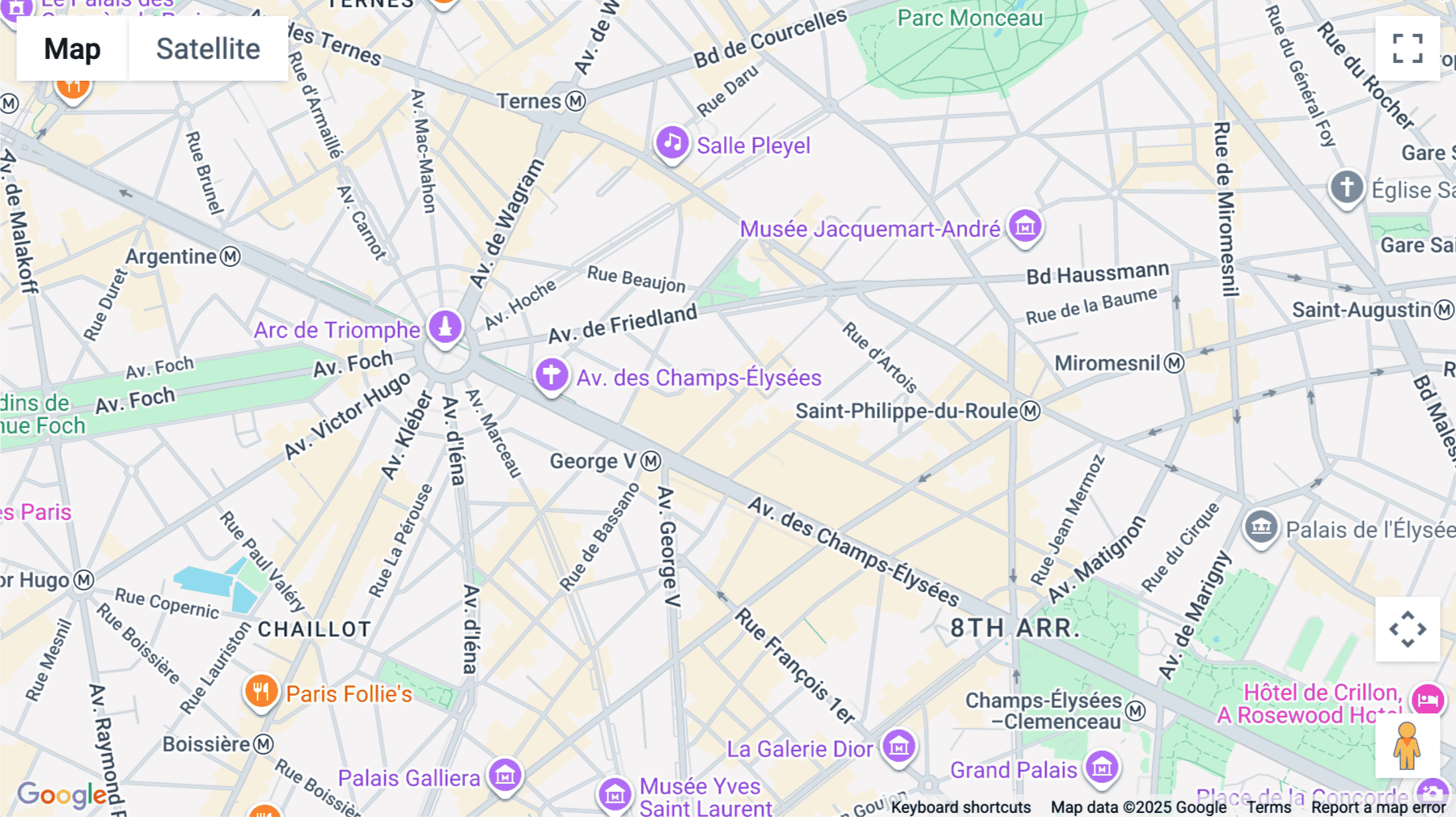 Click for interative map of 16 Rue Washington, Paris, Paris