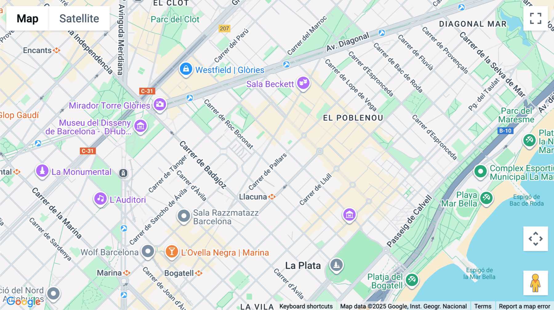 Click for interative map of Spaces 22 Arroba, Pallars 193, Barcelona