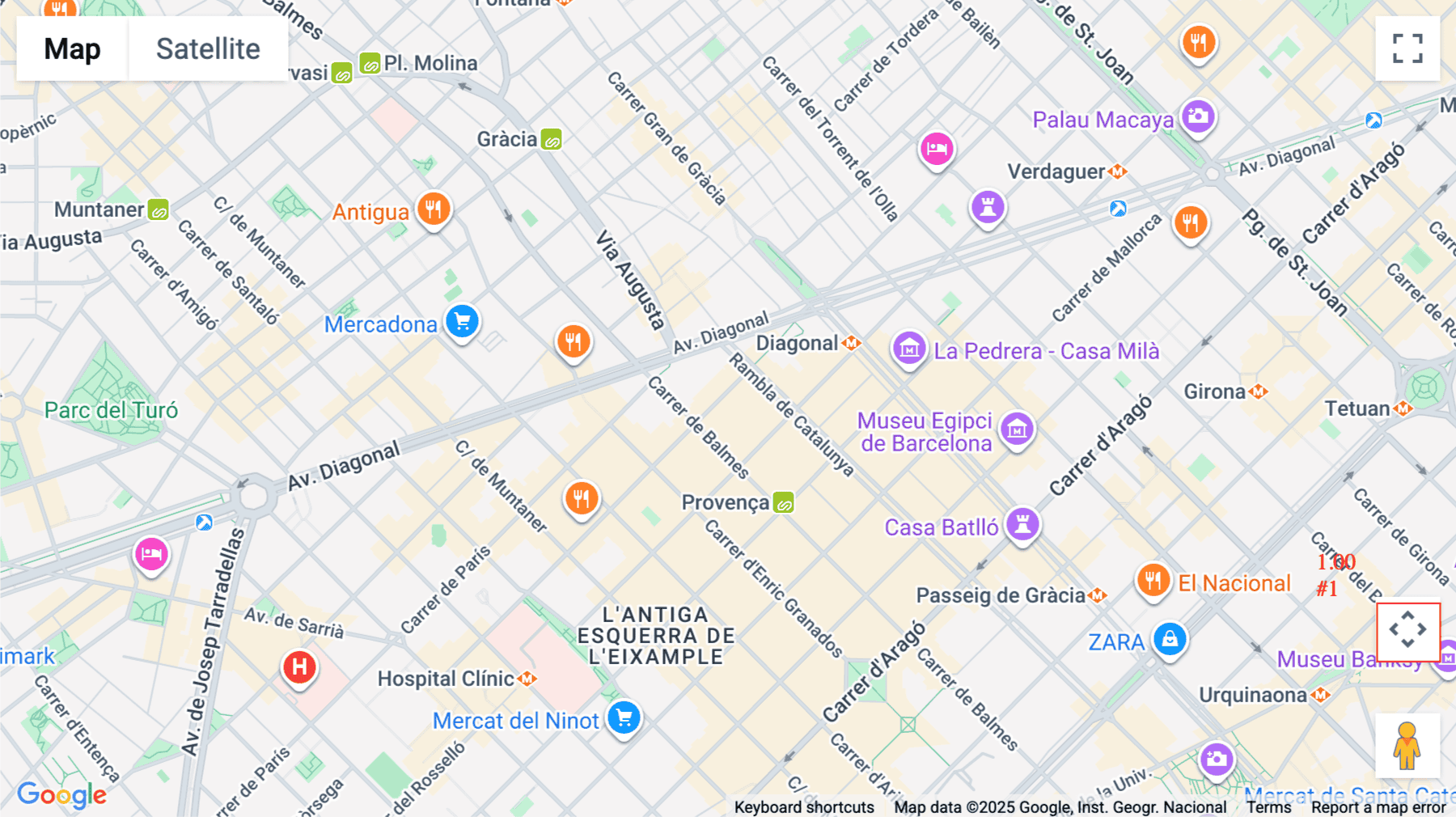 Click for interative map of C/Corsega 284, 1 piso, Eixample, Barcelona