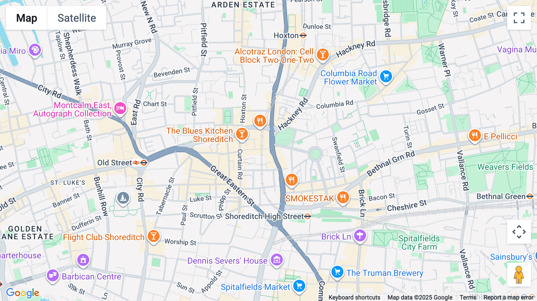 Click for interative map of 82 Rivington Street, Shoreditch, London