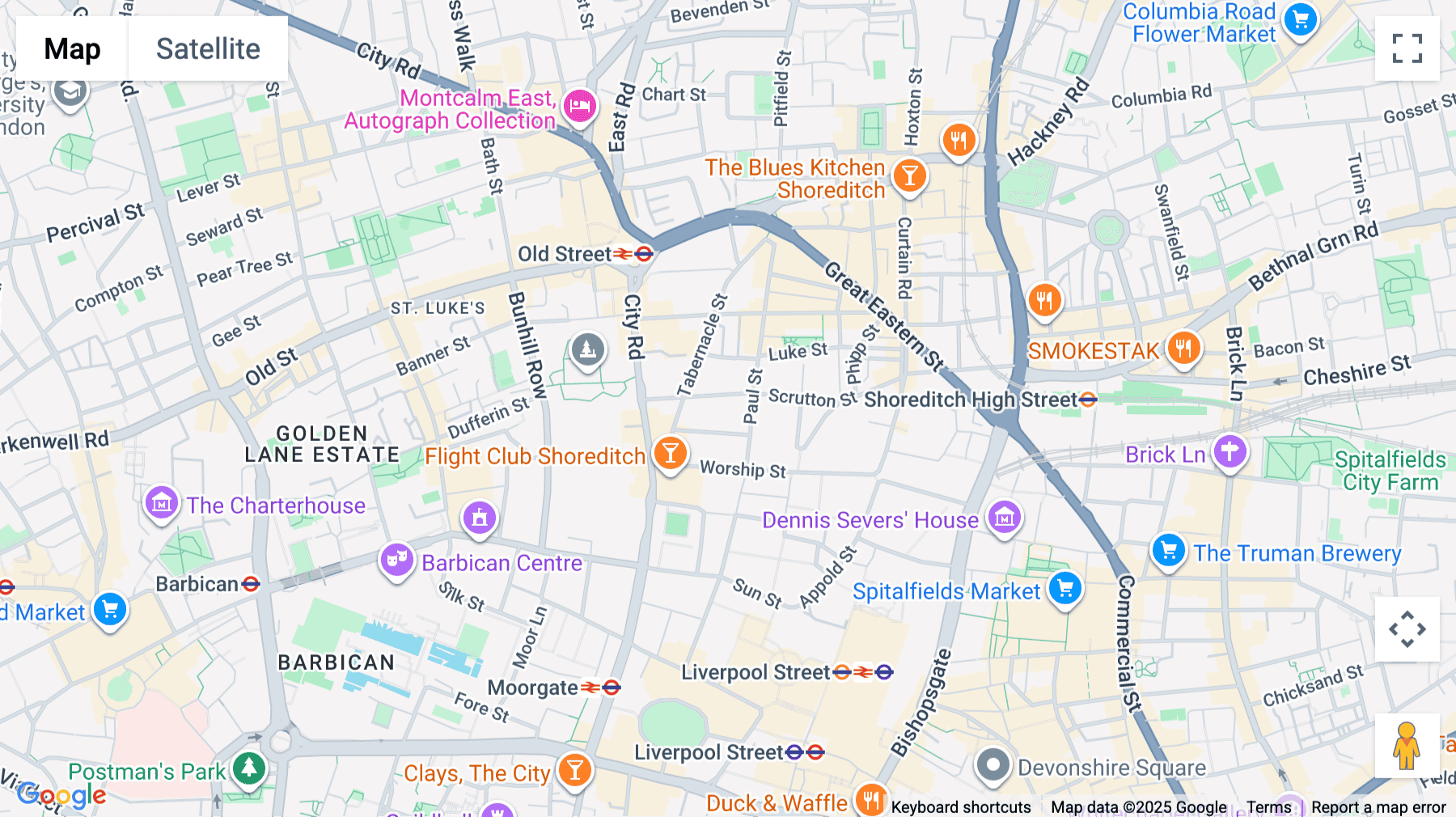 Click for interative map of 43 Worship Street, London, London
