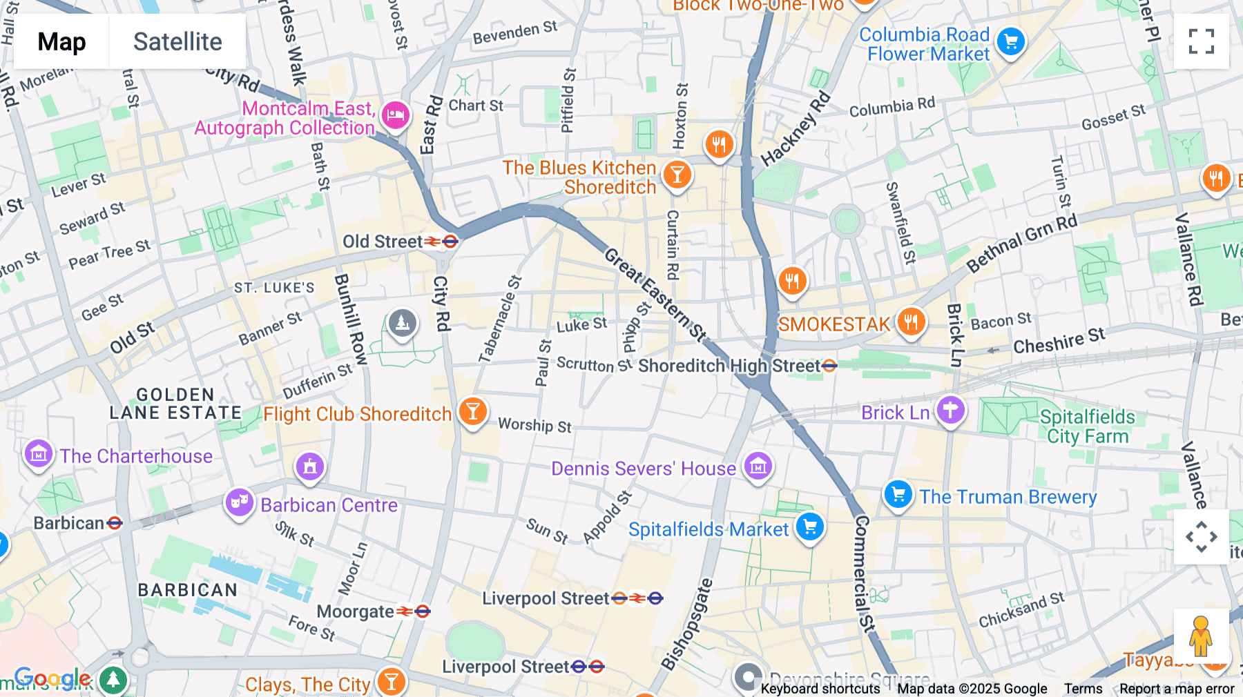 Click for interative map of The Frames, 1 Phipp Street, Shoreditch, London