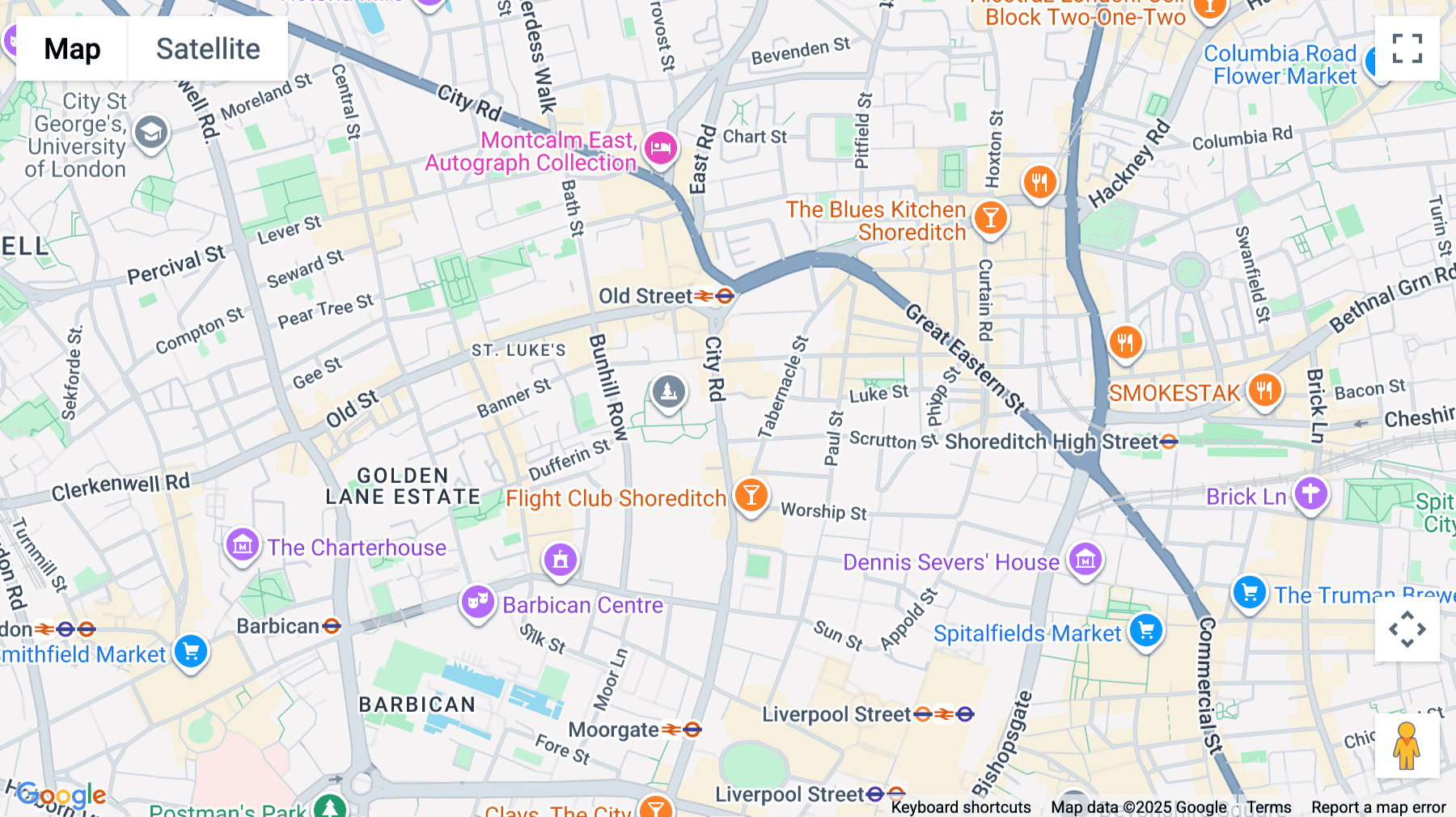Click for interative map of Epworth house, 25 City Road, London, London