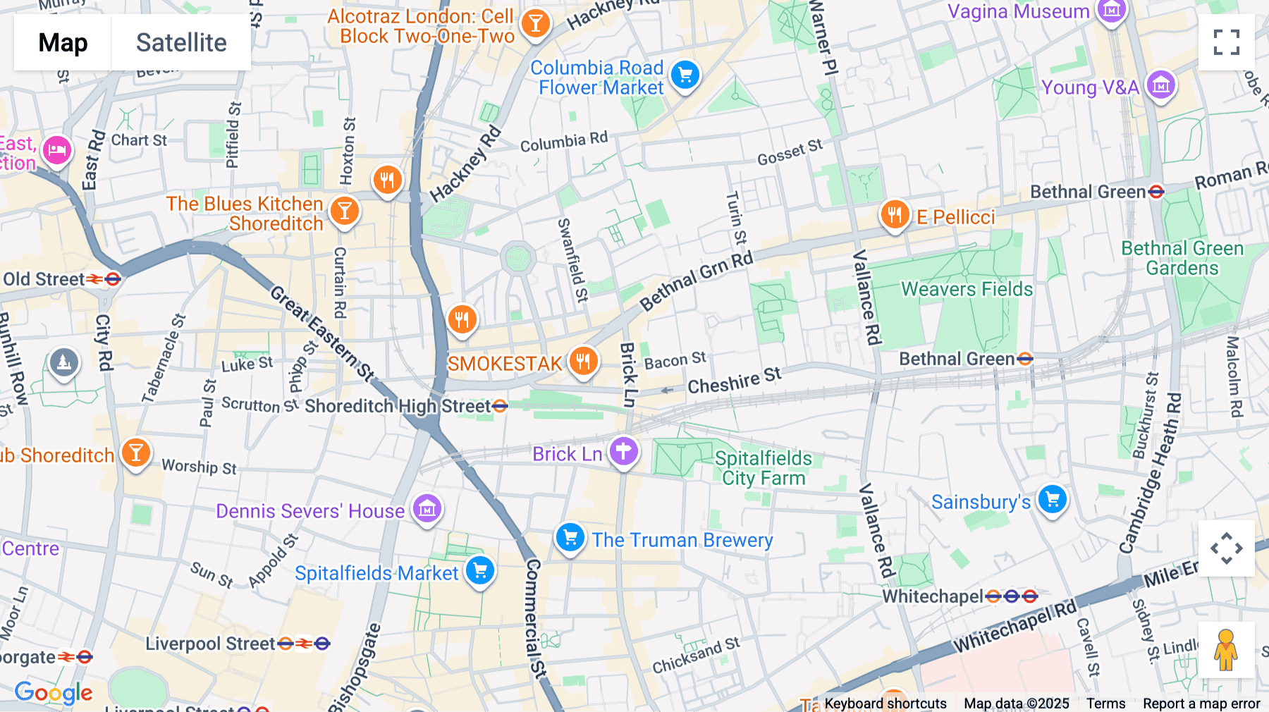 Click for interative map of 208 Brick Lane, London
