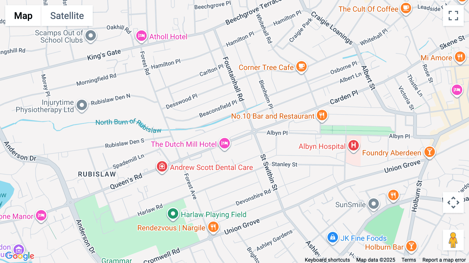 Click for interative map of 2 Queen's Gardens, Aberdeen