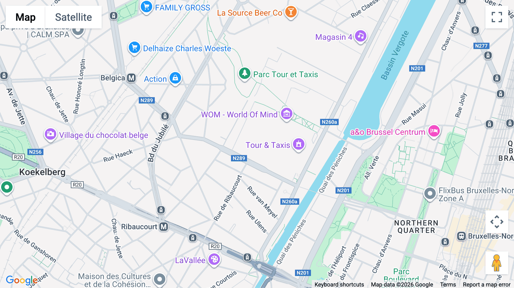 Click for interative map of Rue Picard 7, Box 100, Brussels