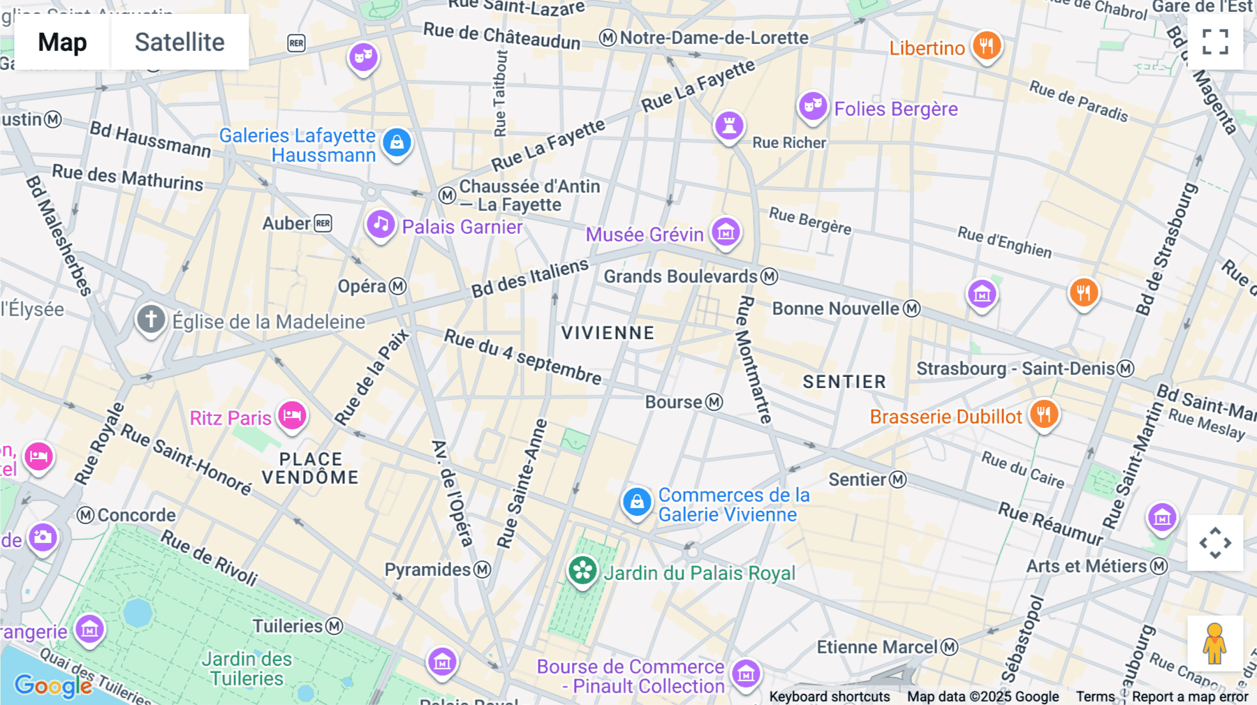 Click for interative map of 12 rue de la Bourse, Paris