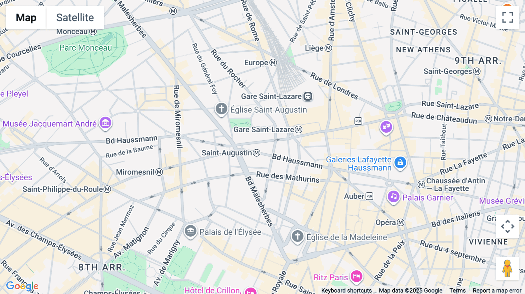Click for interative map of 104 bld Haussman, Paris