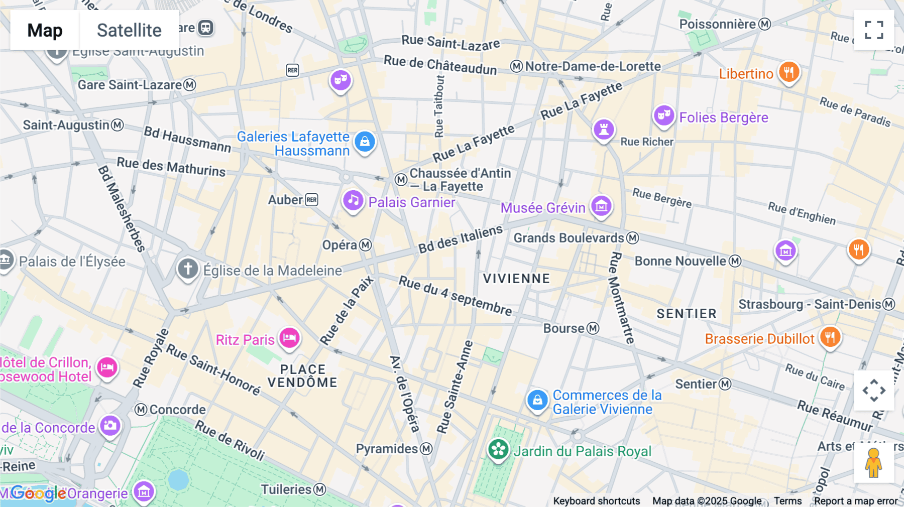 Click for interative map of 27-29, Rue de Choiseul, Paris