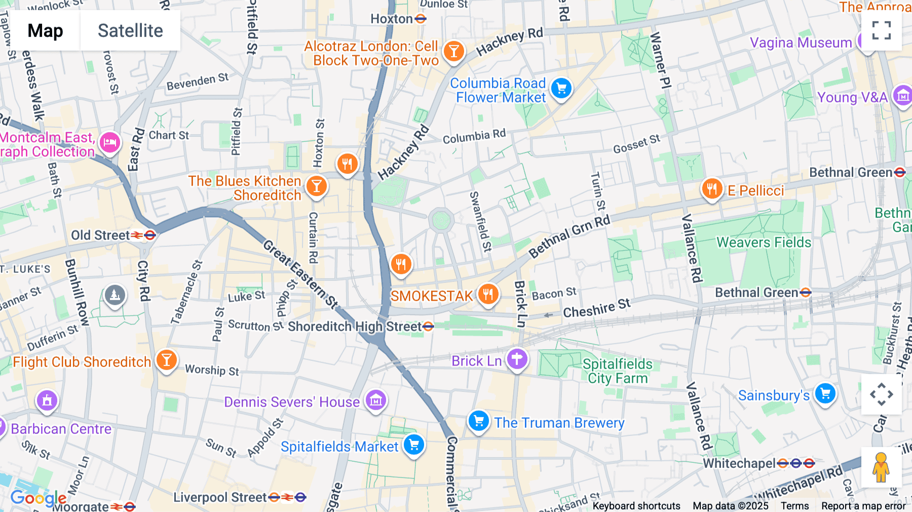 Click for interative map of 18 club row, London