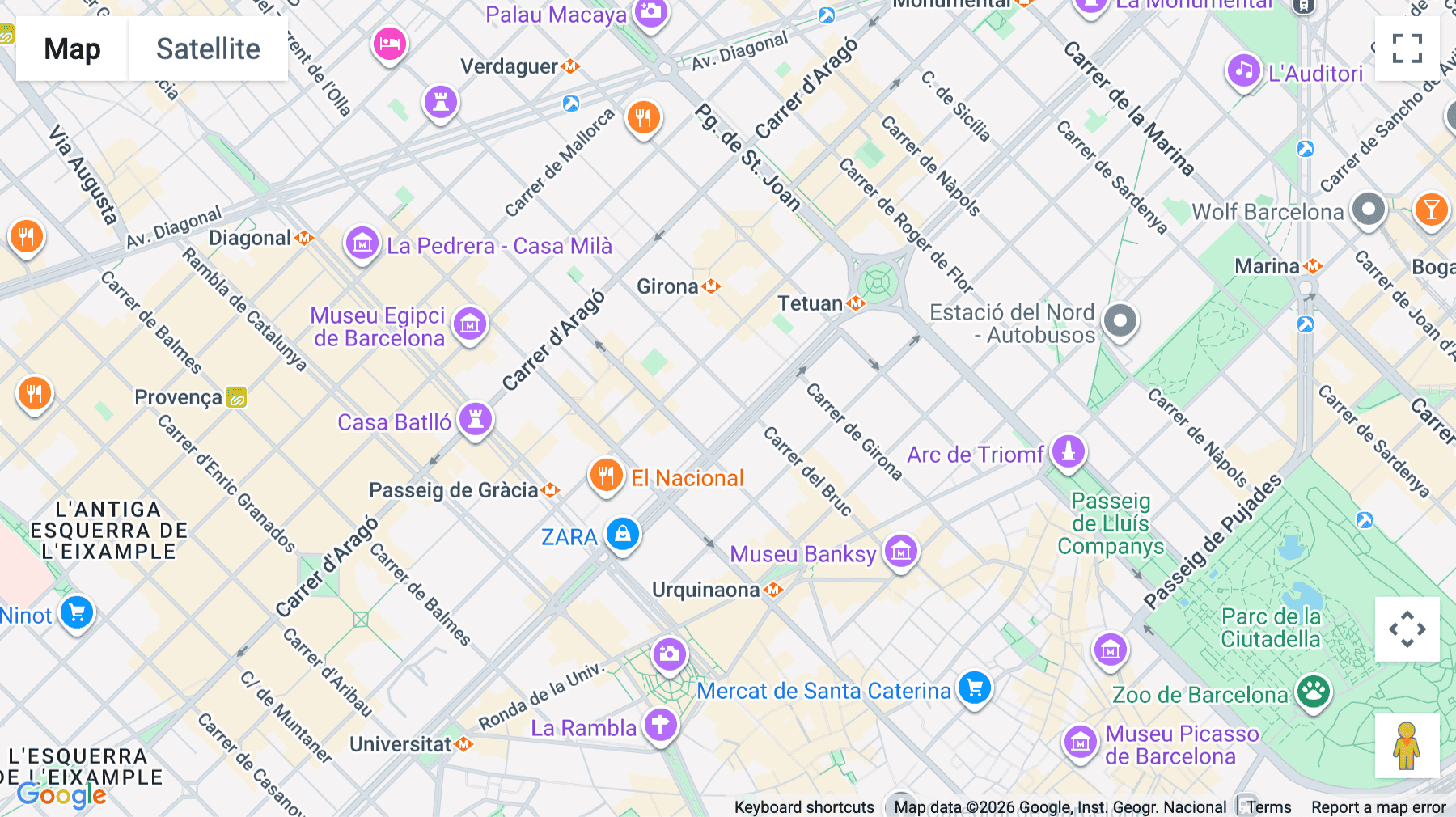 Click for interative map of Gran Via 645, Barcelona