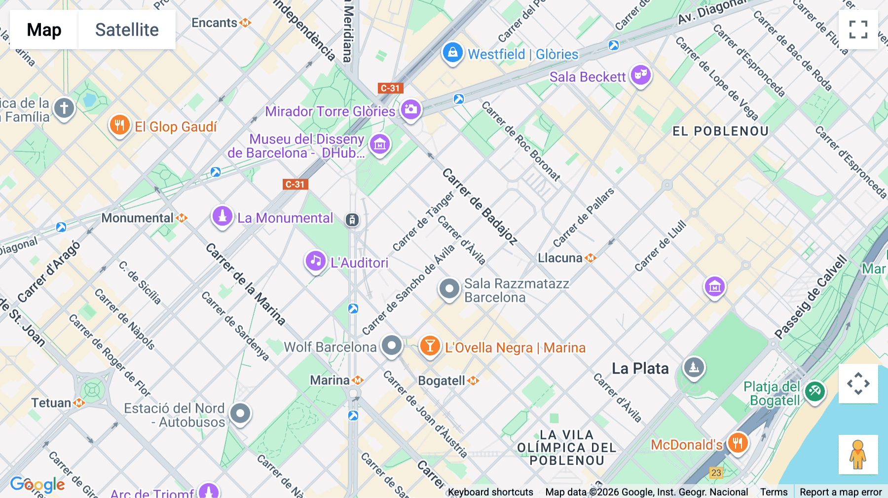 Click for interative map of Carrer De Sancho De Ávila, 65, Barcelona