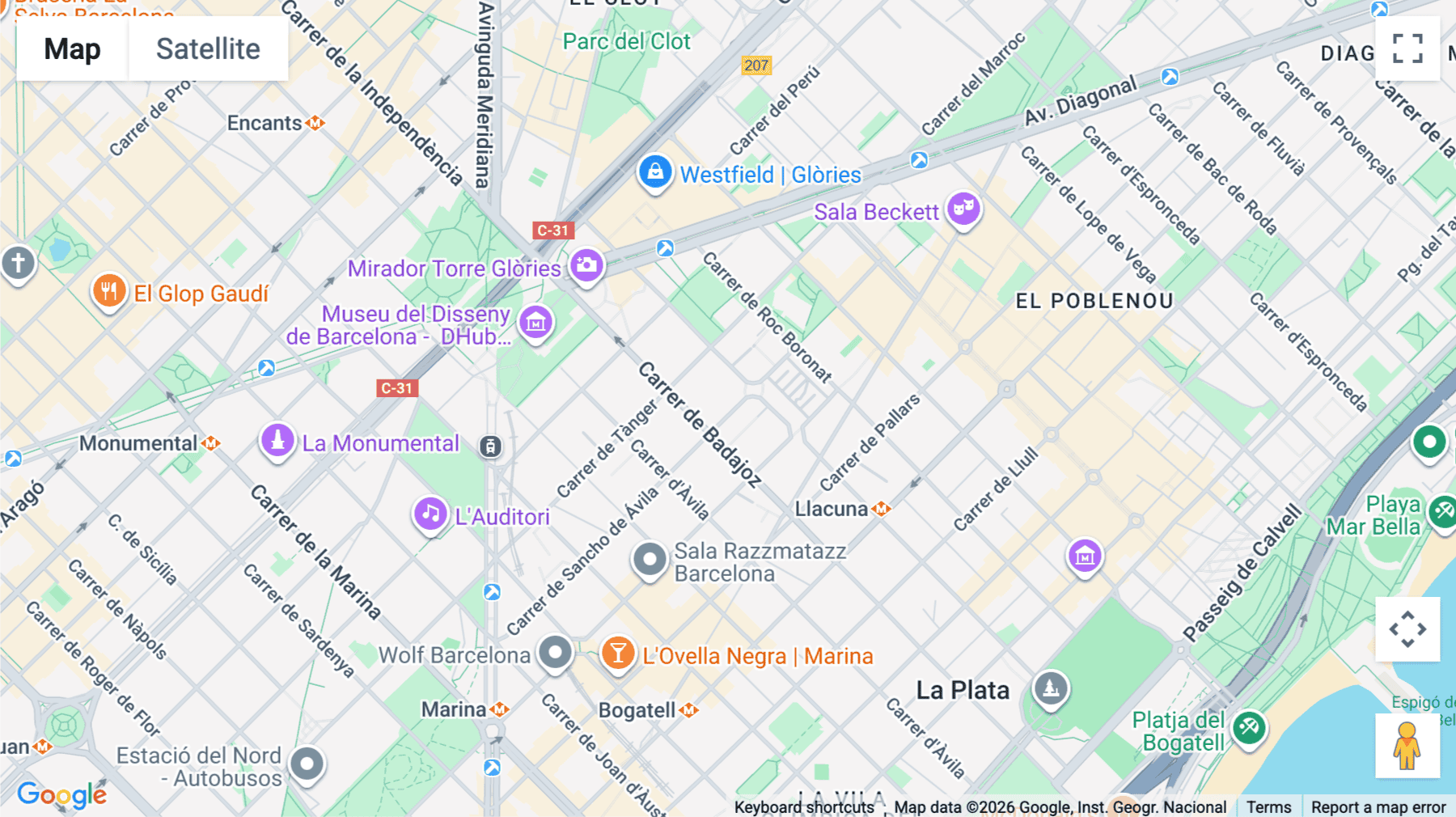 Click for interative map of Calle De Sancho De Ávila, 105, Barcelona