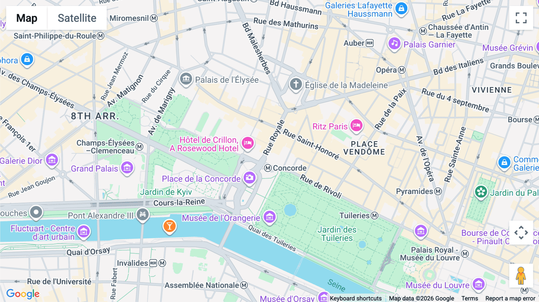 Click for interative map of 4, Rue Royale, Paris