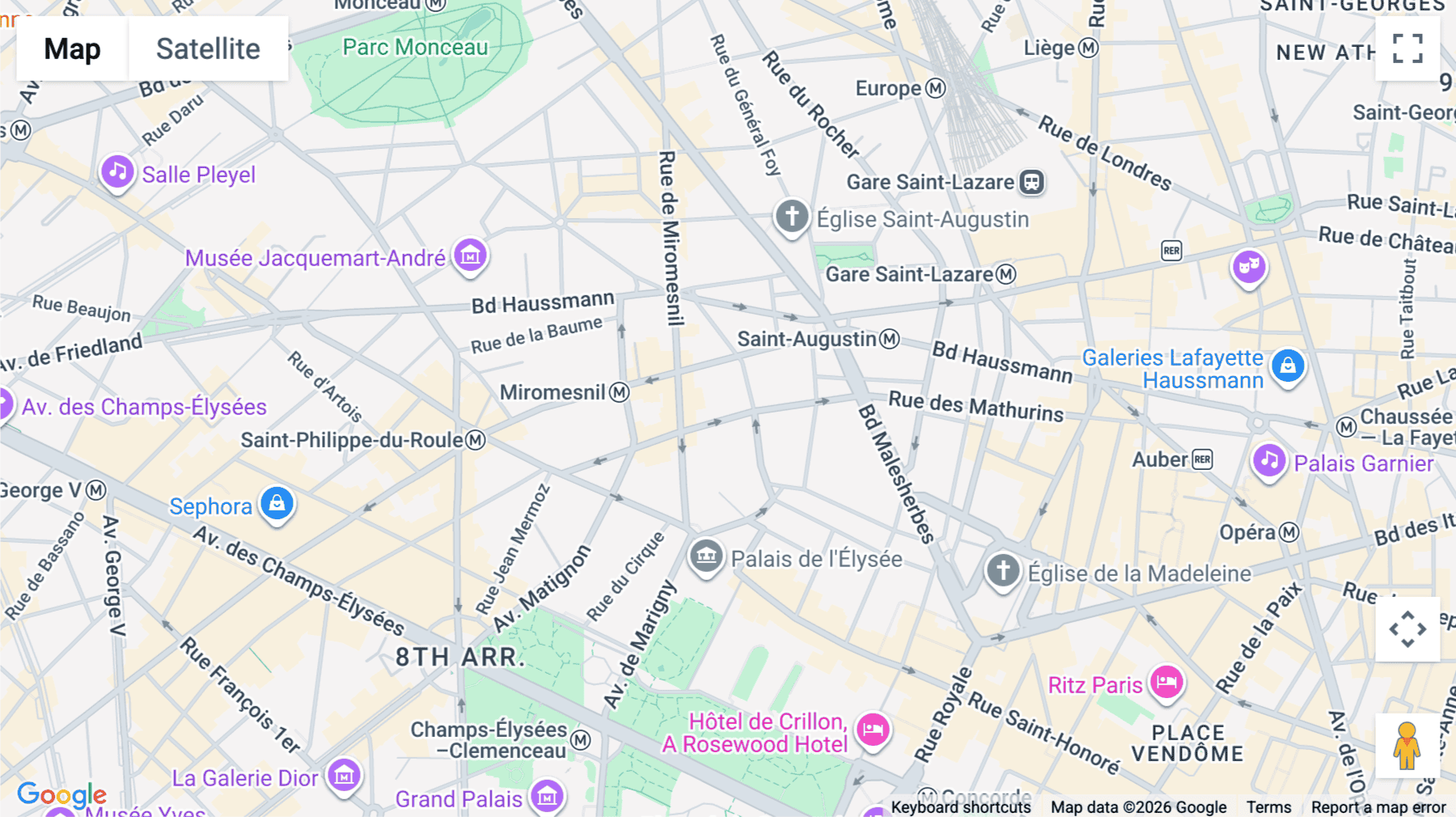 Click for interative map of Penthièvre, 6 Rue de Penthièvre, Paris