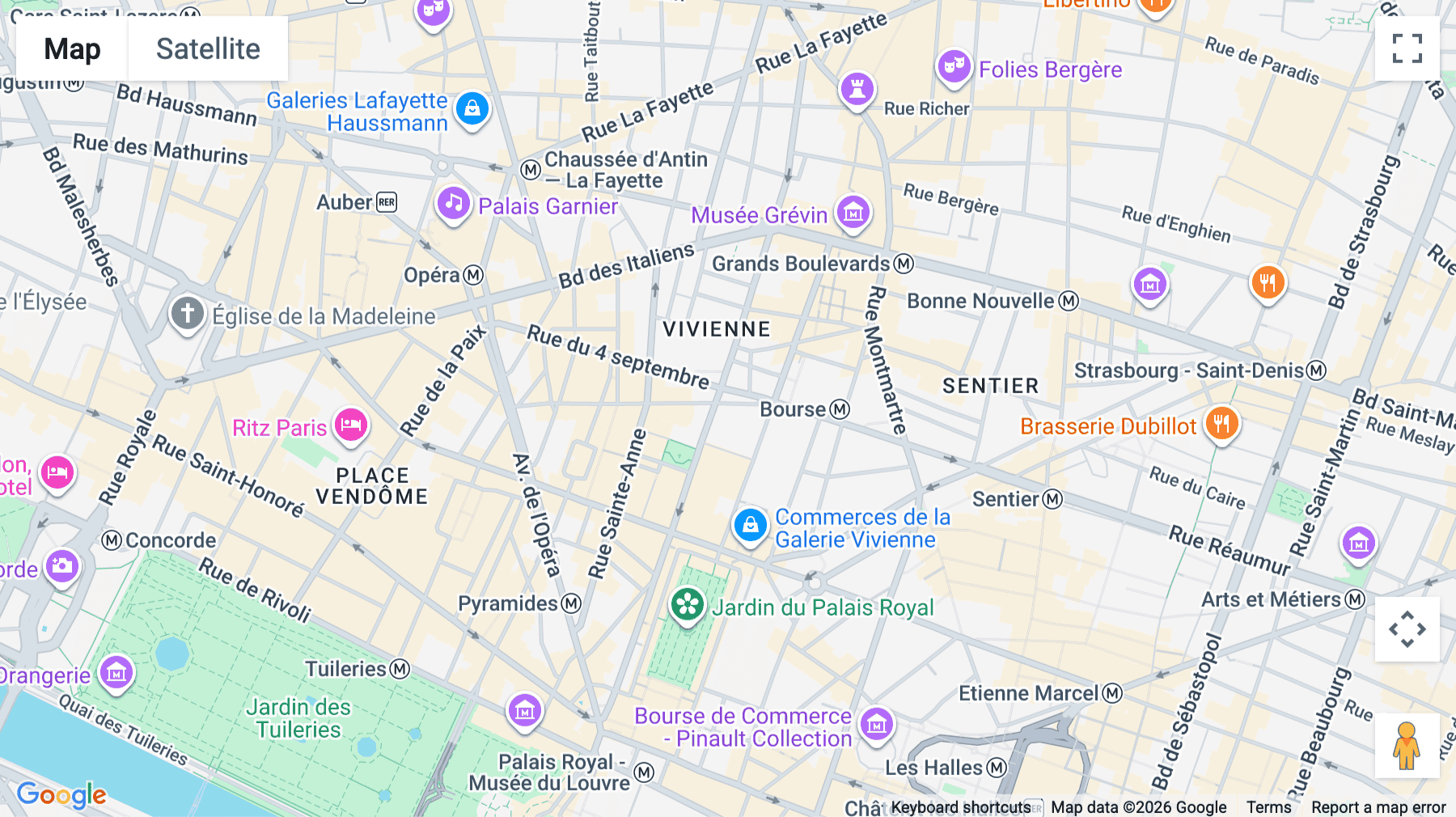 Click for interative map of Bourse-Vivienne, 9 Rue des Filles Saint Thomas, Paris