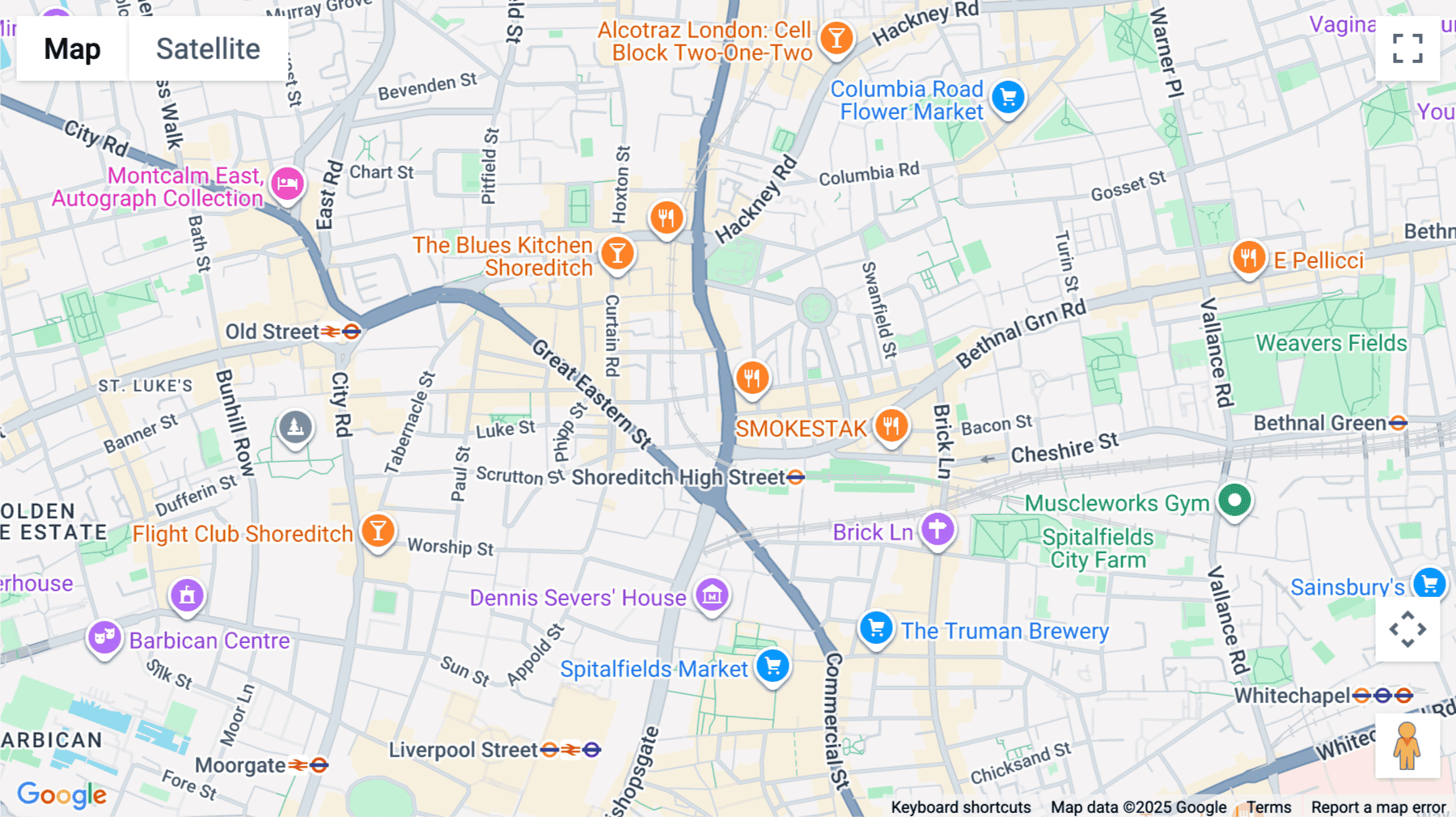 Click for interative map of Montacute Yards, Shoreditch High Street, London