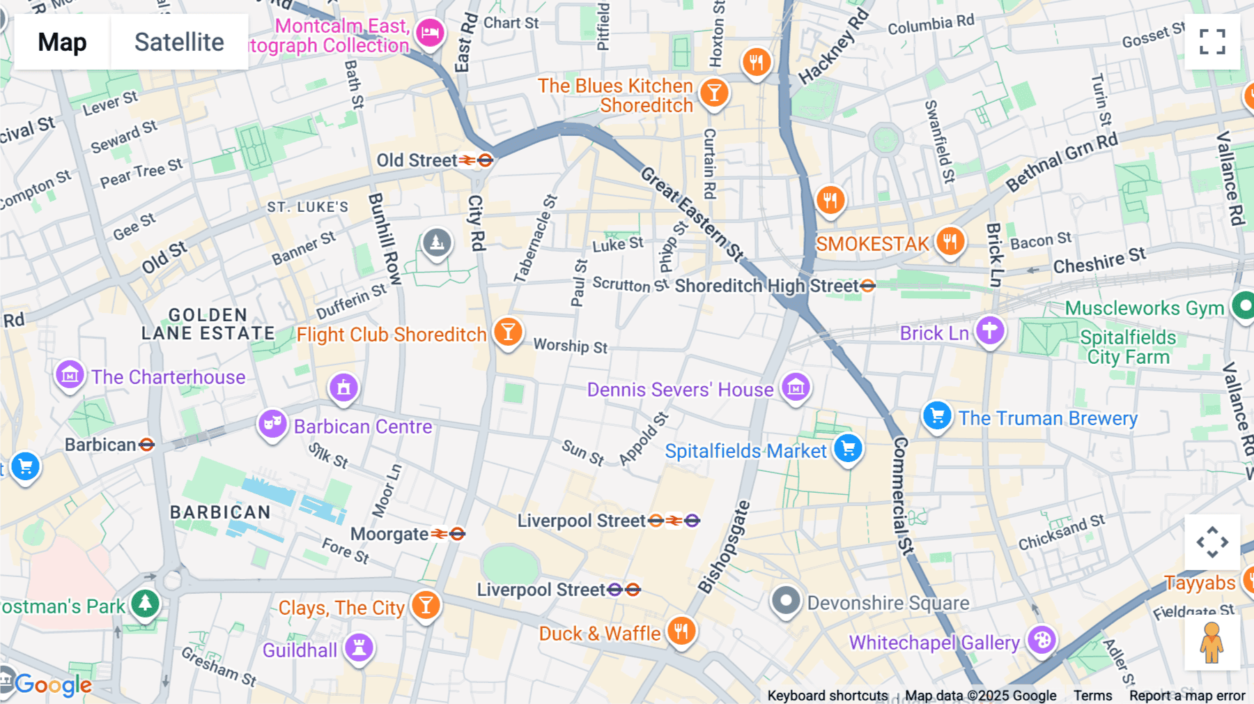 Click for interative map of 25 Worship Street, London