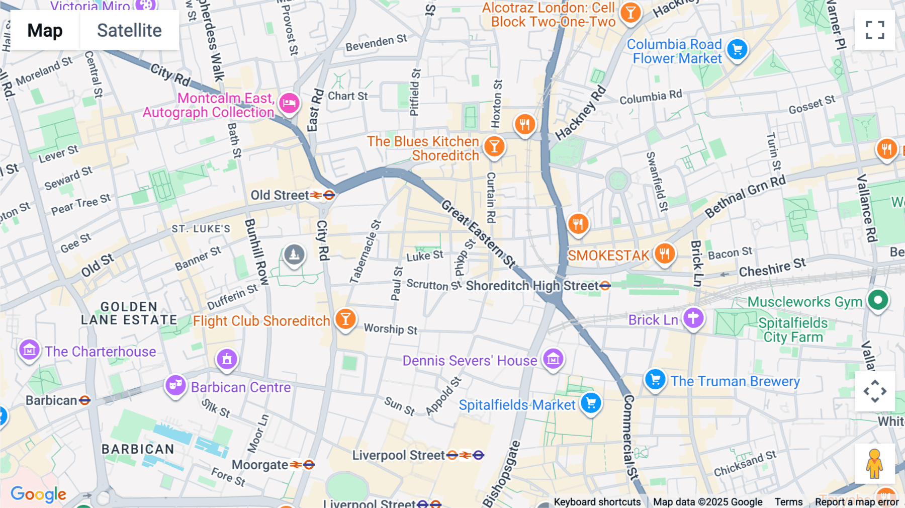 Click for interative map of 78A Luke Street, 2nd Floor, London