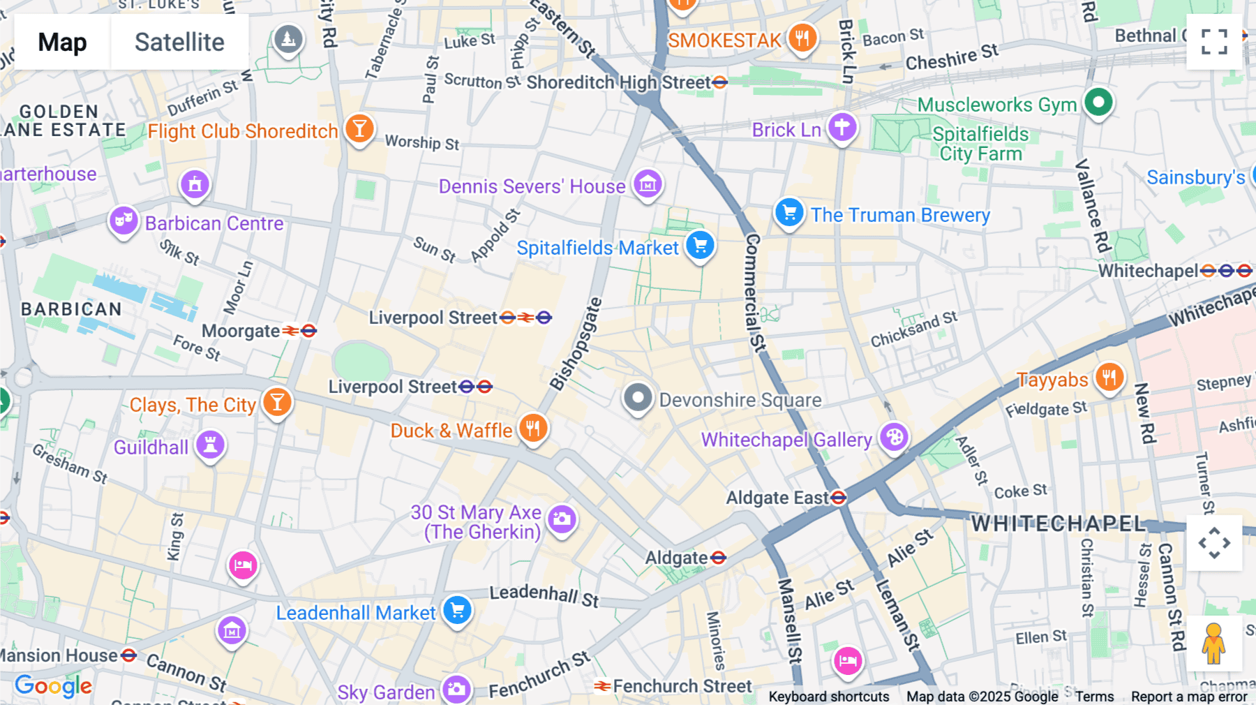 Click for interative map of 22-23, Widegate Street, City of London, London