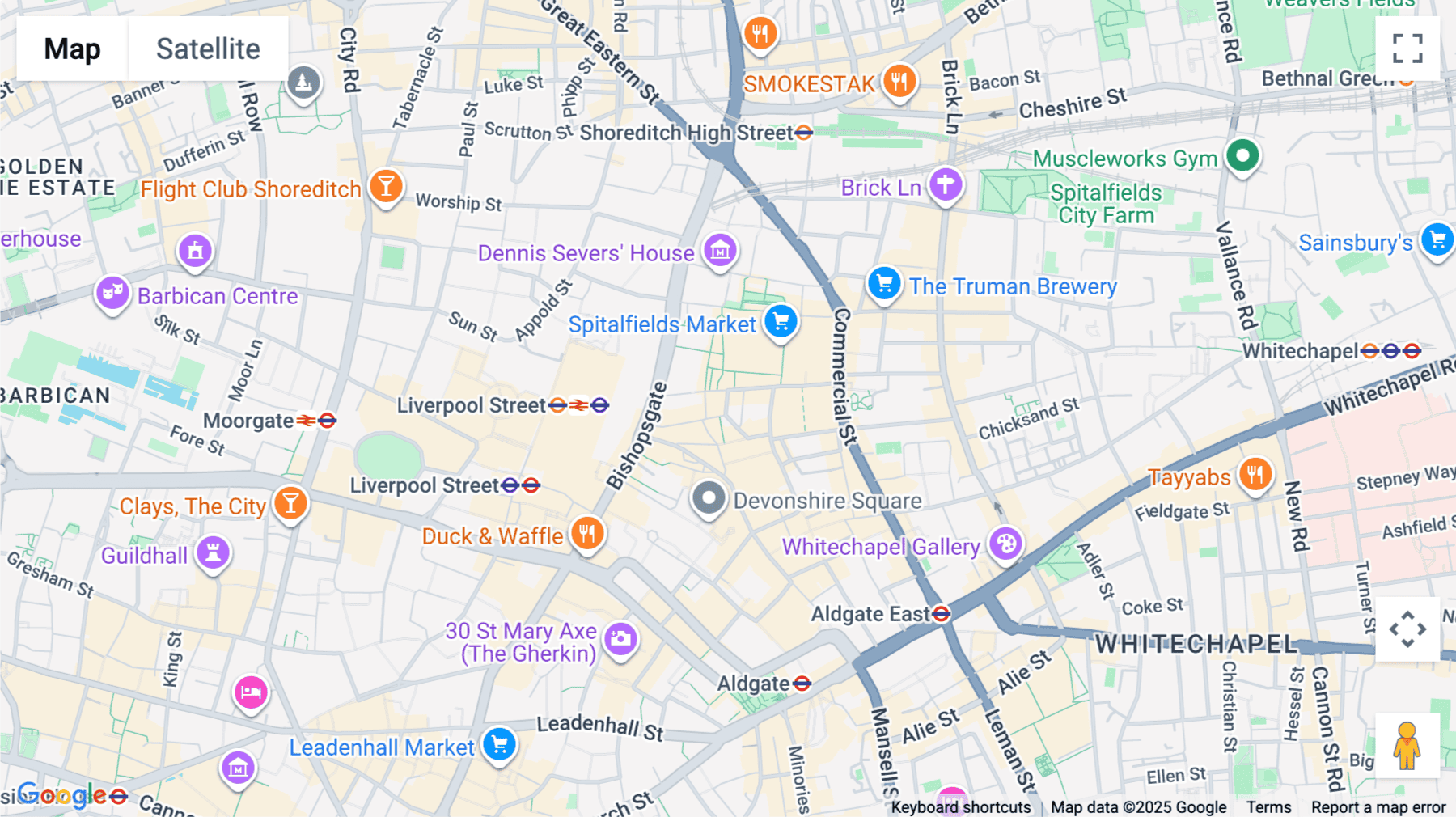 Click for interative map of 35, Artillery Lane, London