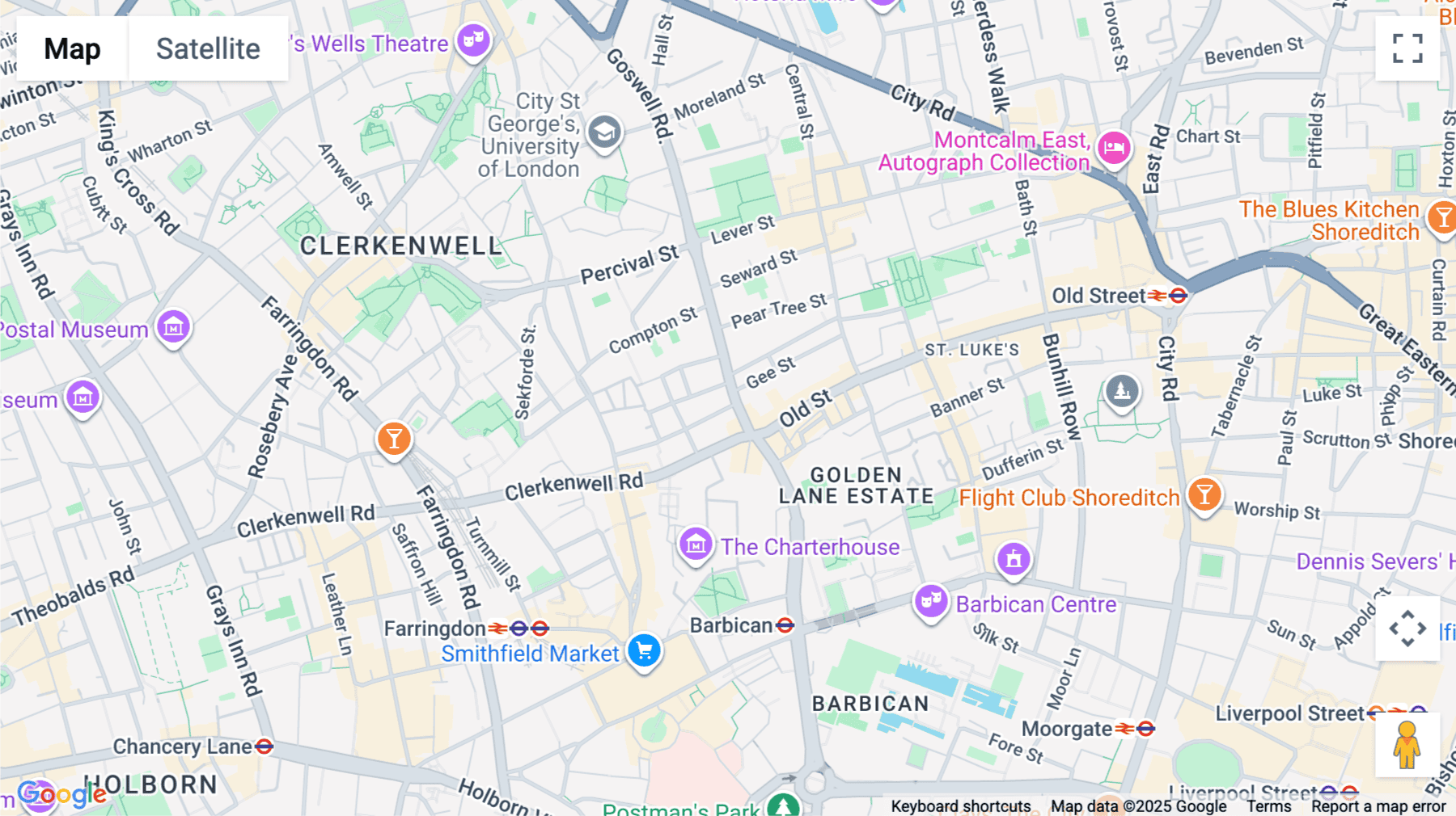 Click for interative map of 12, Great Sutton Street, London