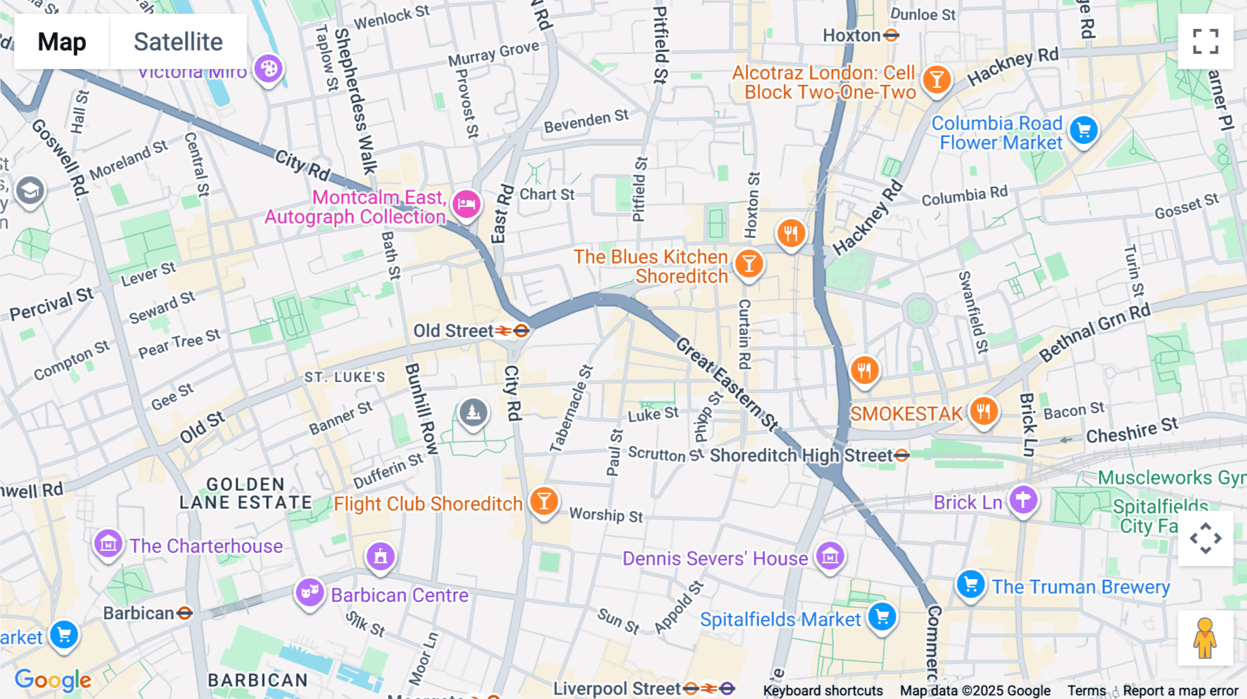 Click for interative map of 83, Paul Street, London