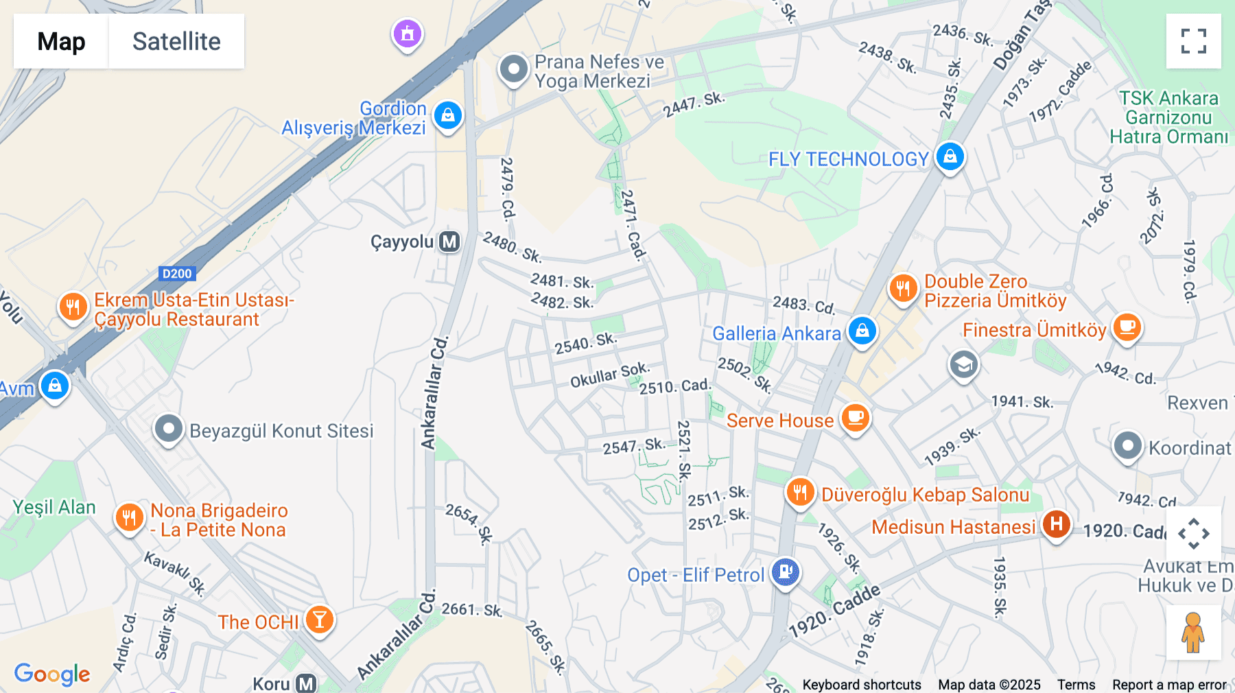 Click for interative map of Cankaya Ankara, Umit Mah. 2539 SK. NO: 4 IC KAPI NO: 1, Ankara