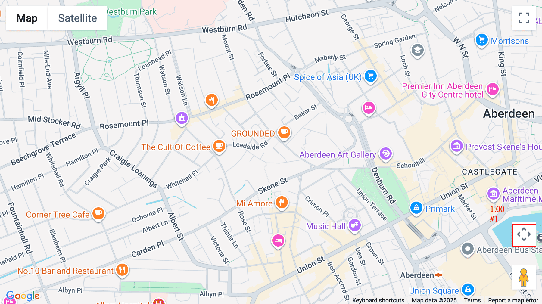 Click for interative map of Skene House, 96 Rosemount Viaduct, Aberdeen, Aberdeen