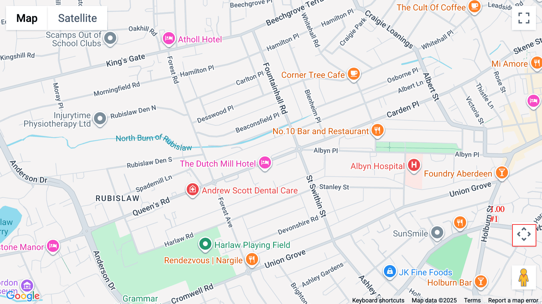 Click for interative map of 7 Queens Gardens, Aberdeen, Aberdeen