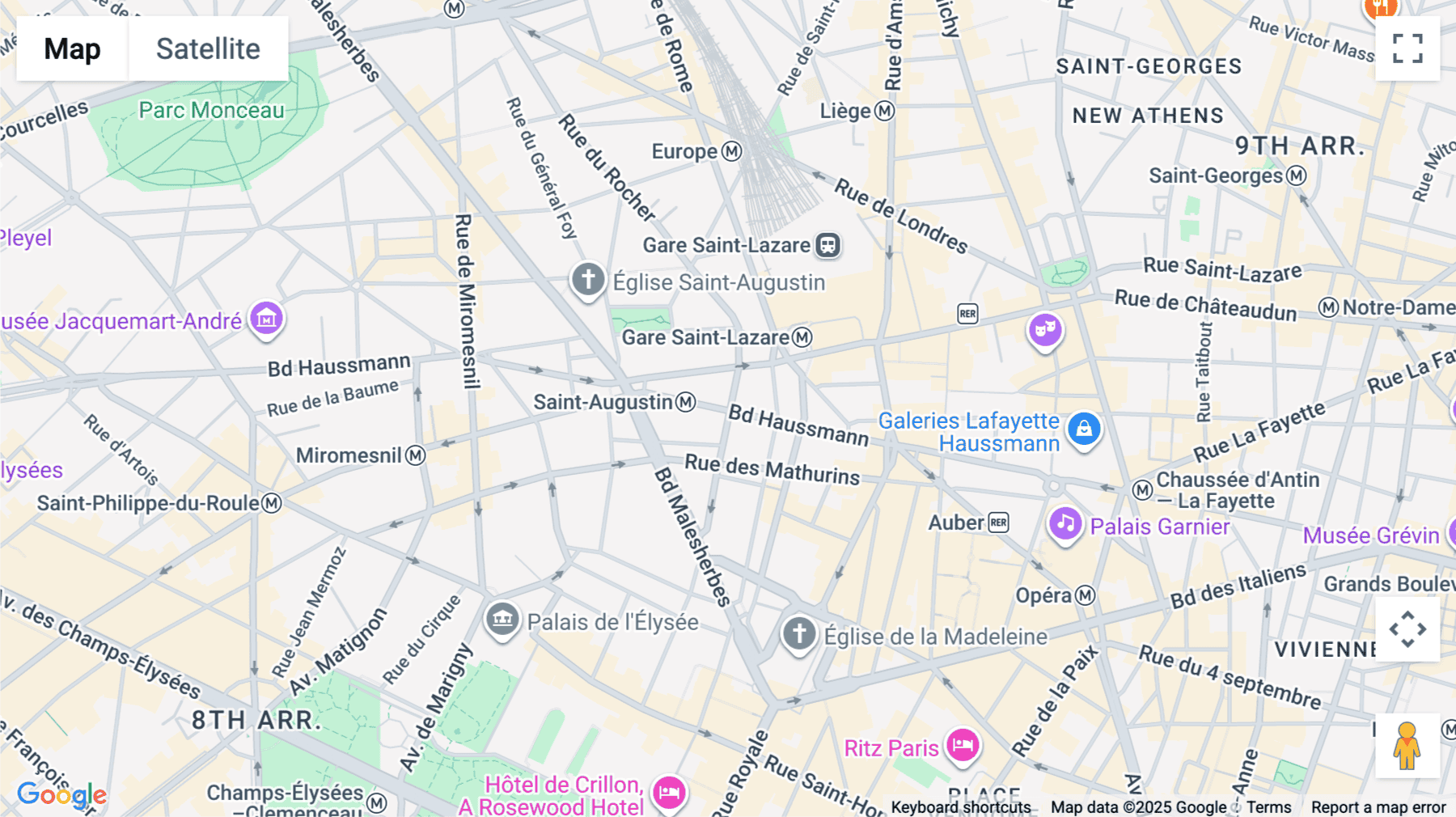 Click for interative map of 75 bld Haussmann, Paris, Paris
