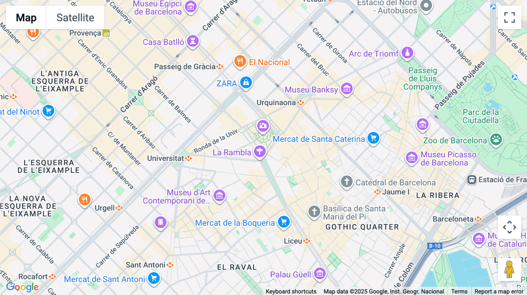 Click for interative map of Barcelona, Plaza Catalunya, Barcelona