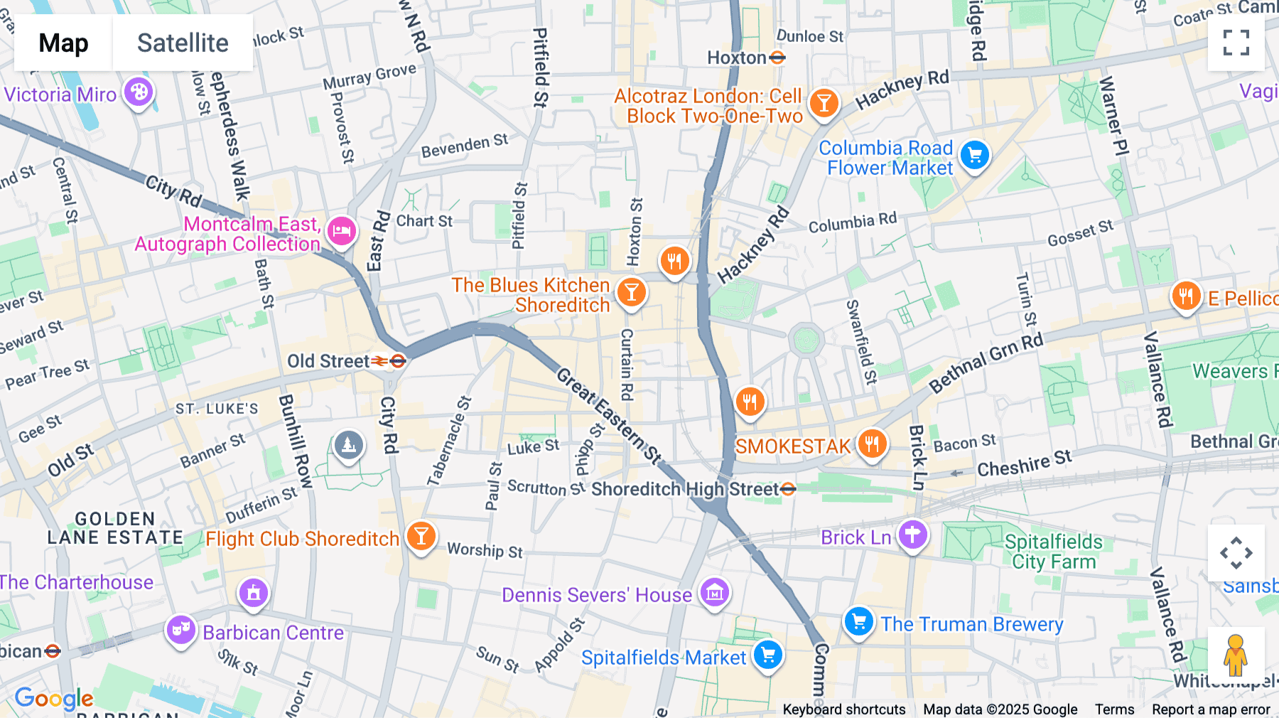 Click for interative map of 114-116 Curtain Road, The Desk, London