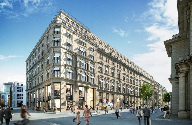 Exterior view of the historic grand facade at Alter Wall 32, Hamburg, Schleswig Holstein.