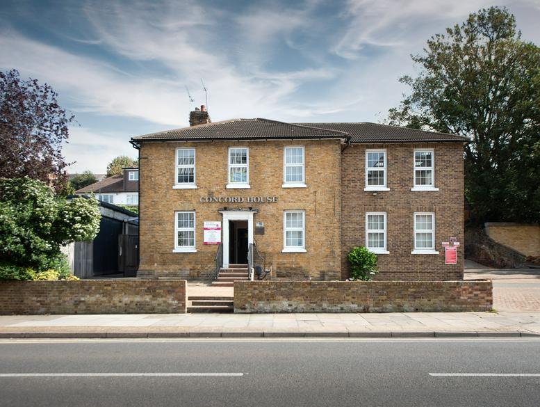 Exterior view of the brick facade at Concord House, 41 Overy Street.