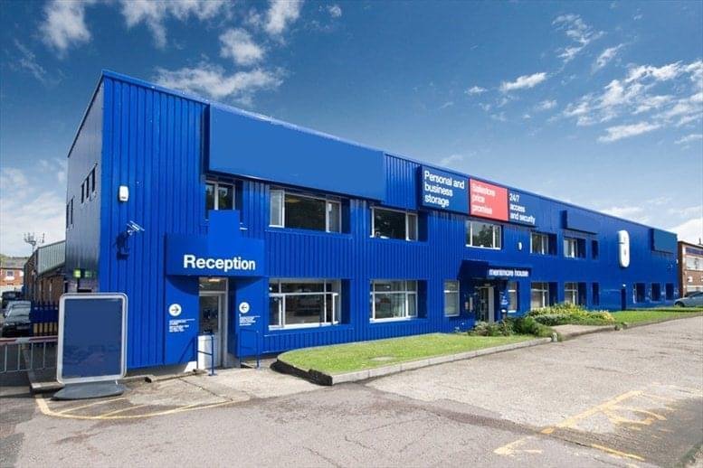 Exterior view of the blue-facade Mentmore House, Cray Avenue.