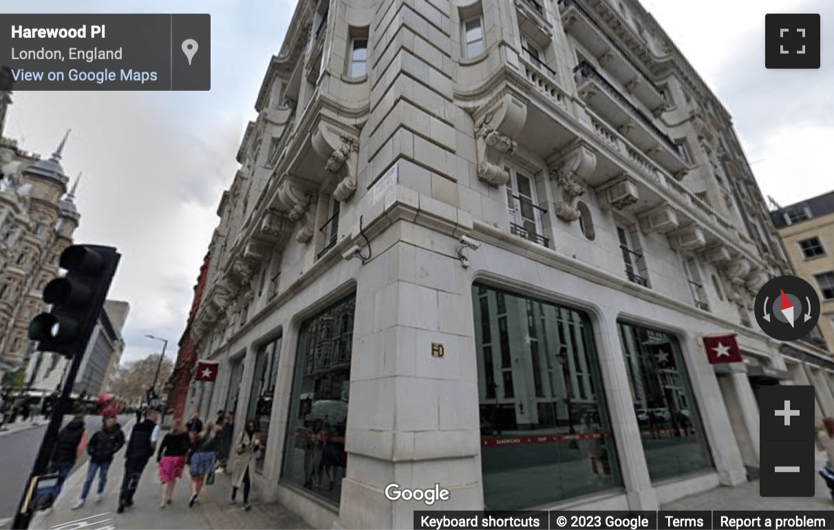 Street View image of 13 Hanover Square, Mayfair, London, City of Westminster