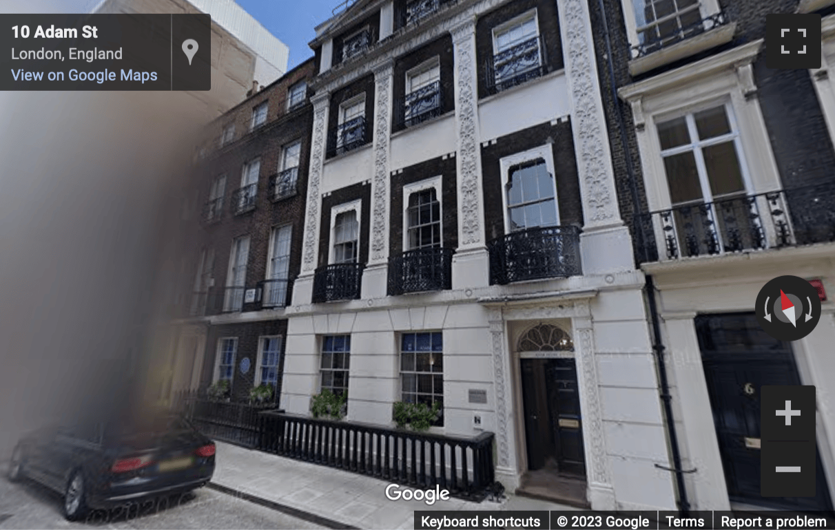 Street View image of Adam House, 7-10 Adam Street, London, City of Westminster