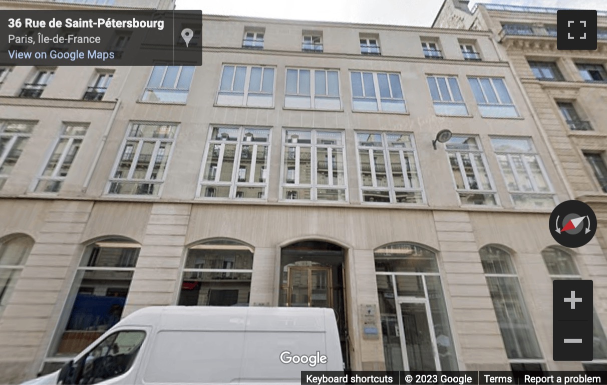 Street View image of 36 Rue de Saint-Pétersbourg, Paris