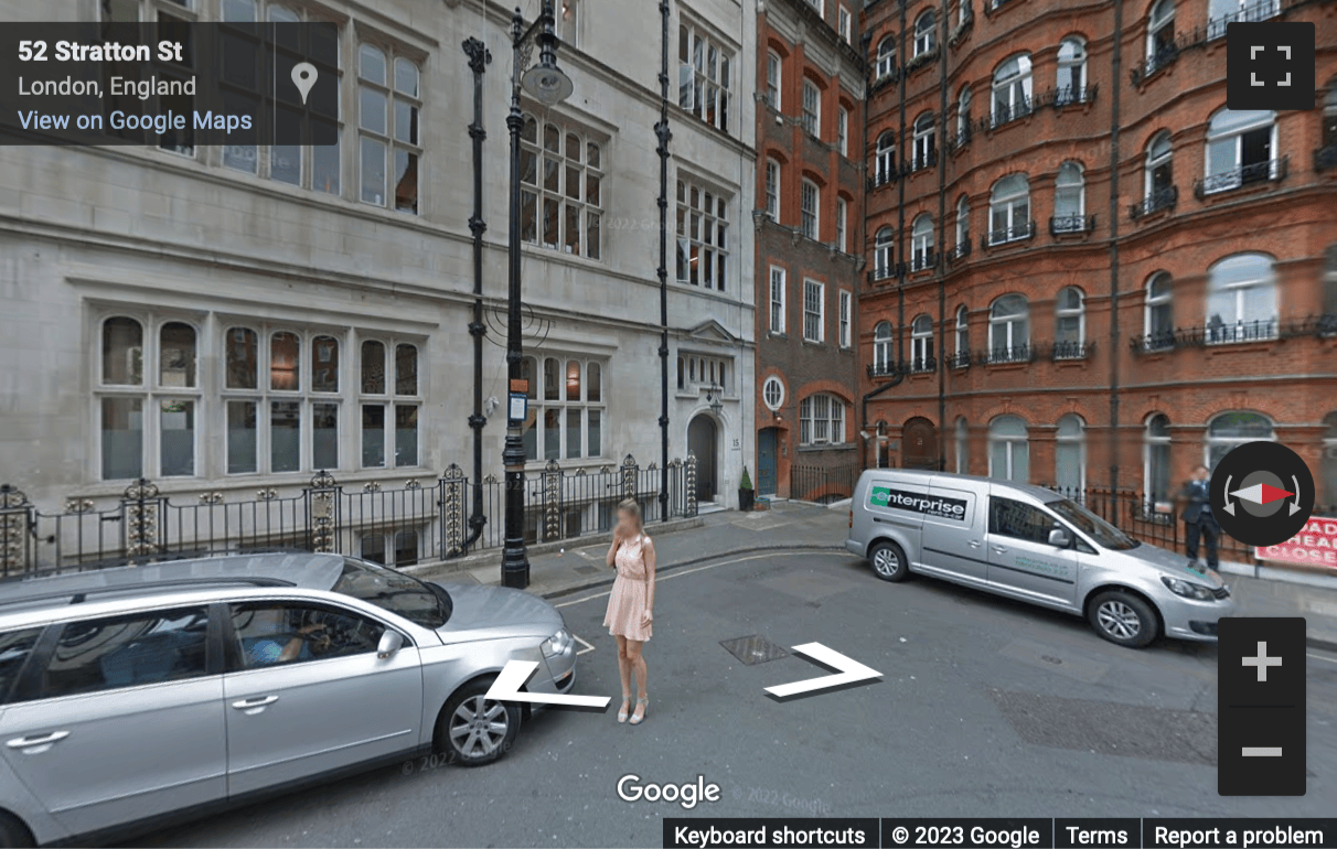 Street View image of 15 Stratton Street, Mayfair, Central London, W1J, UK