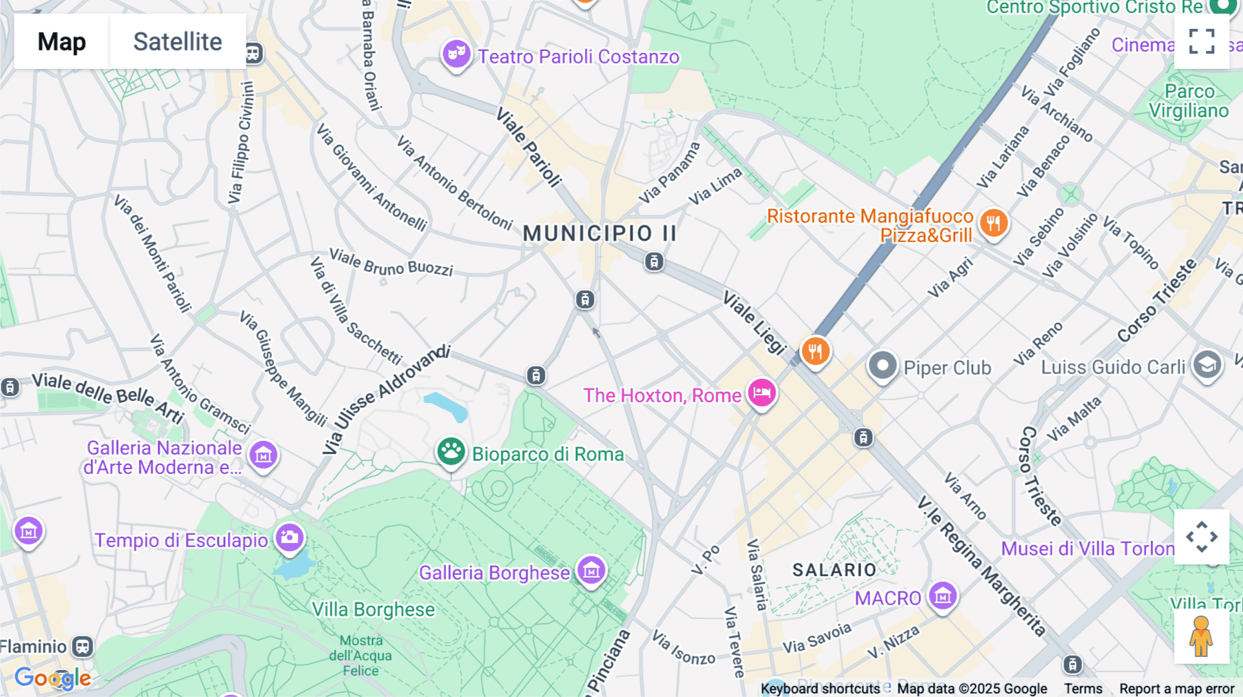 Click for interative map of Via Vincenzo Bellini 22, Parioli, Rome