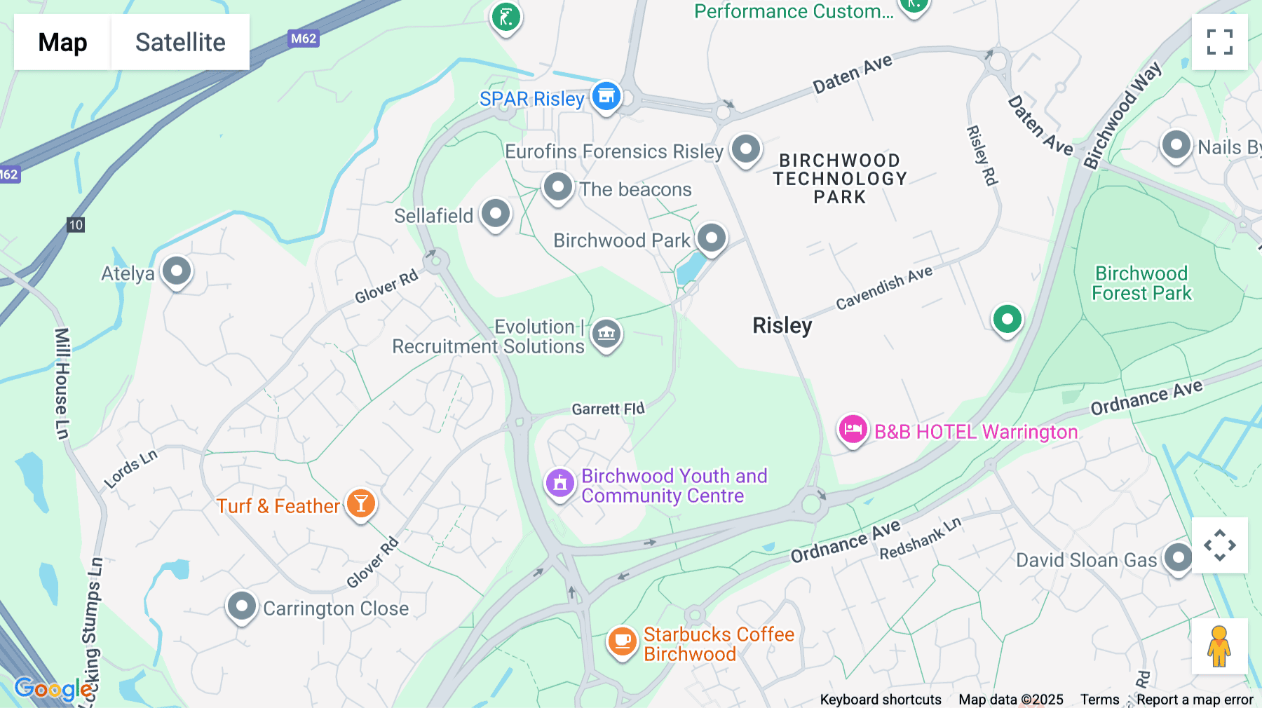 Click for interative map of The Genesis Centre, Garrett Field, Birchwood, Warrington