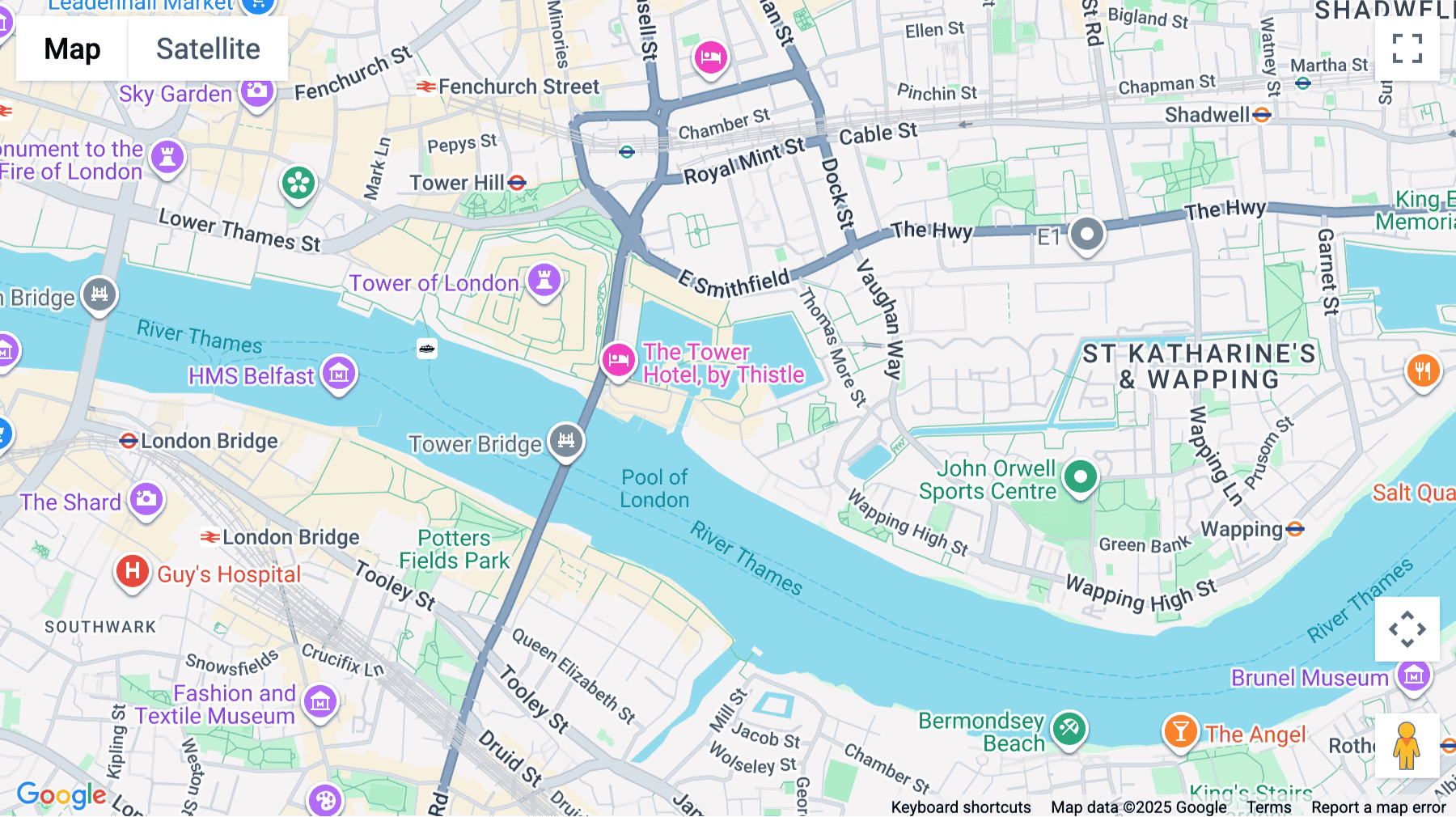 Click for interative map of Tower Bridge, 1 St. Katharine Docks, London
